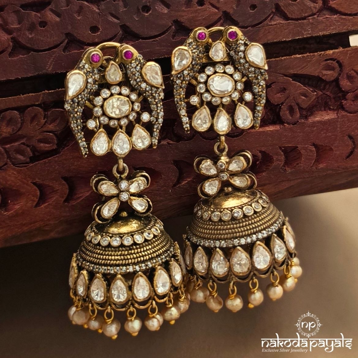 Moissanite Peacock Jhumka (Ge10984)