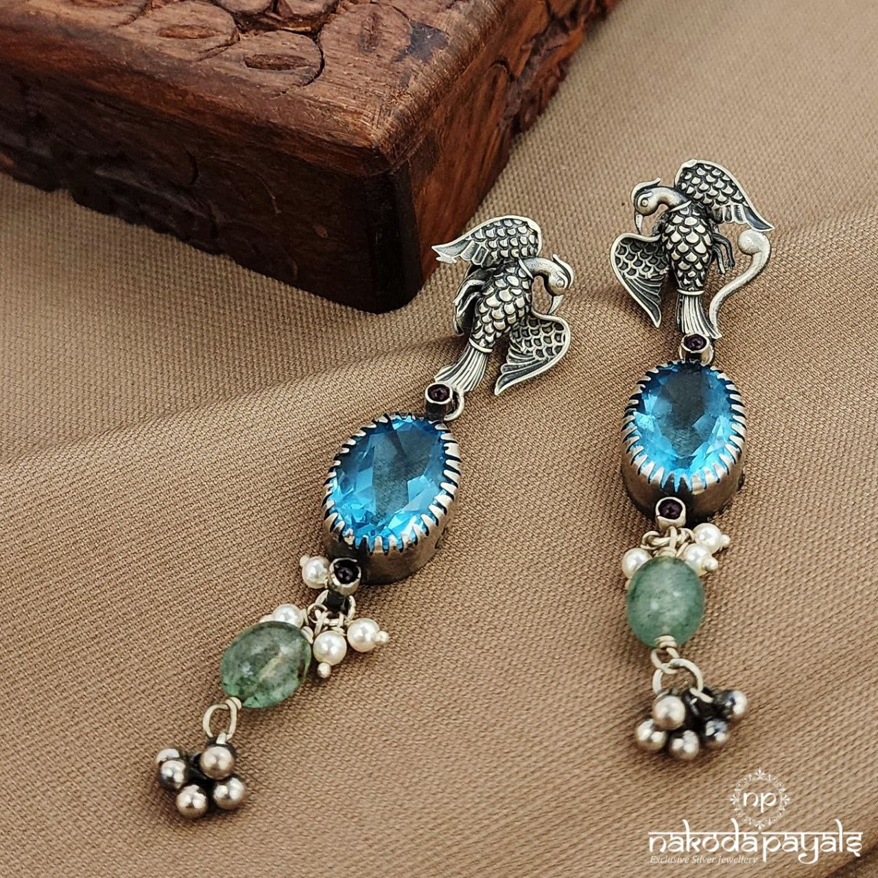 Peacock Blue Drop Earrings (C3727)