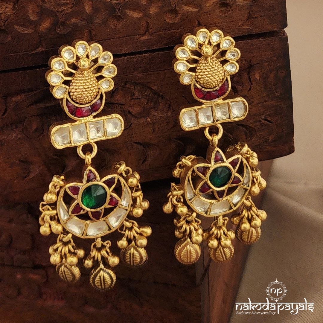 Half Moon Kundan Earrings (Ge10349)