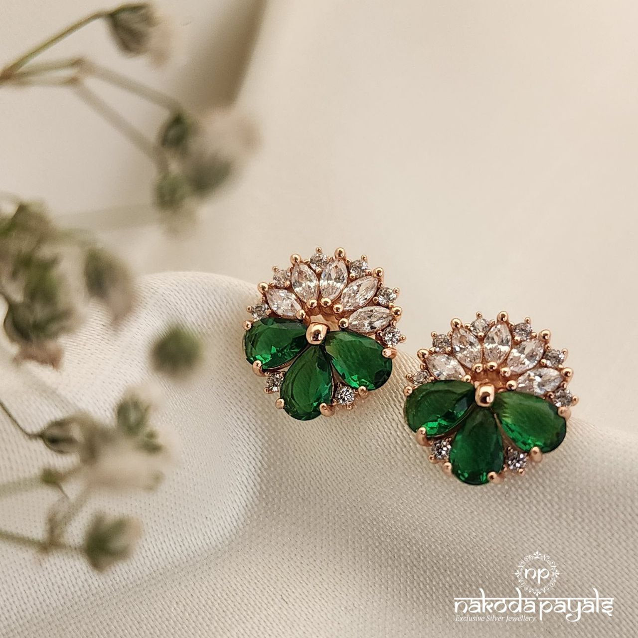Emerald Green CZ Earrings (St2875)