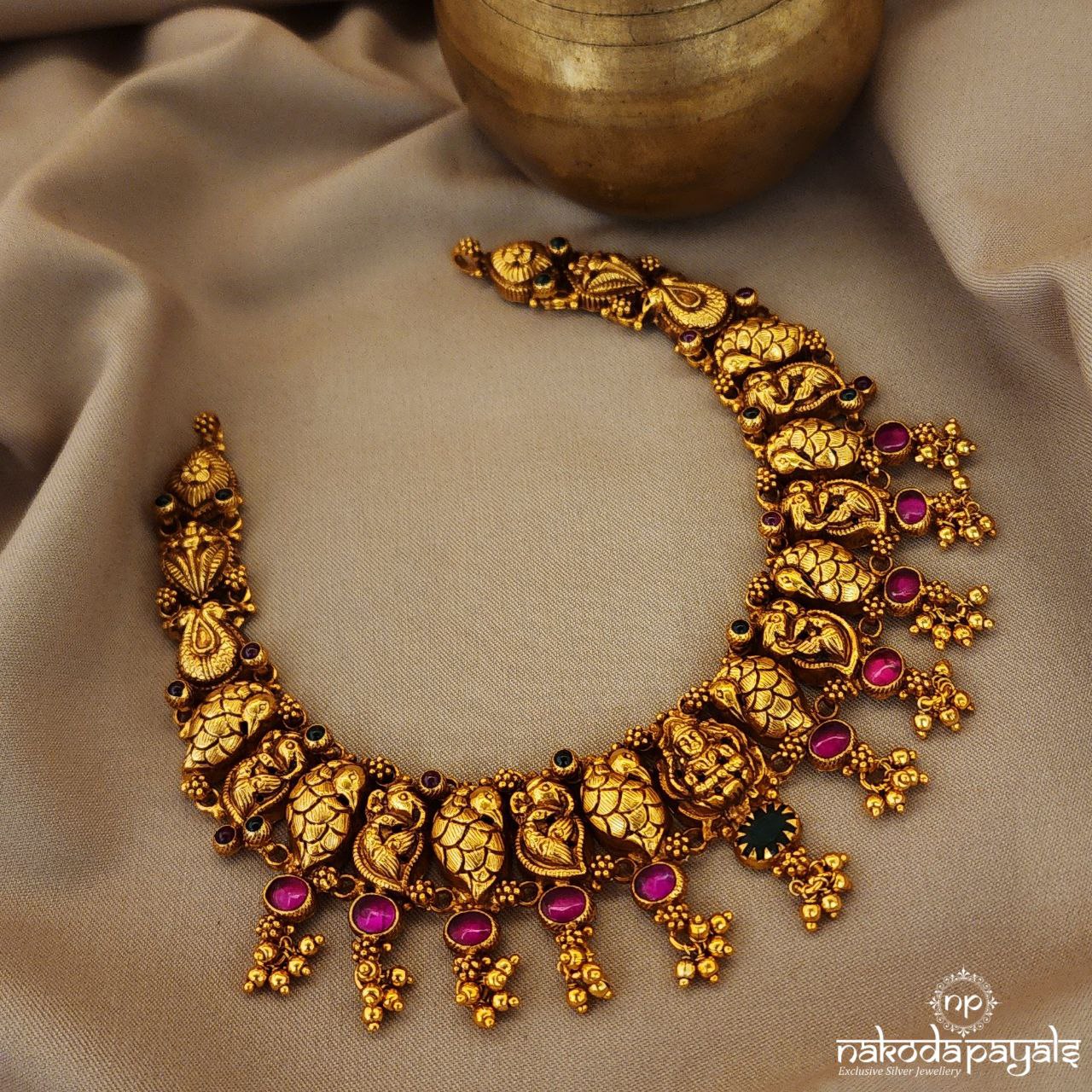 Pink Peacock Drops Neckpiece (Gn8468)