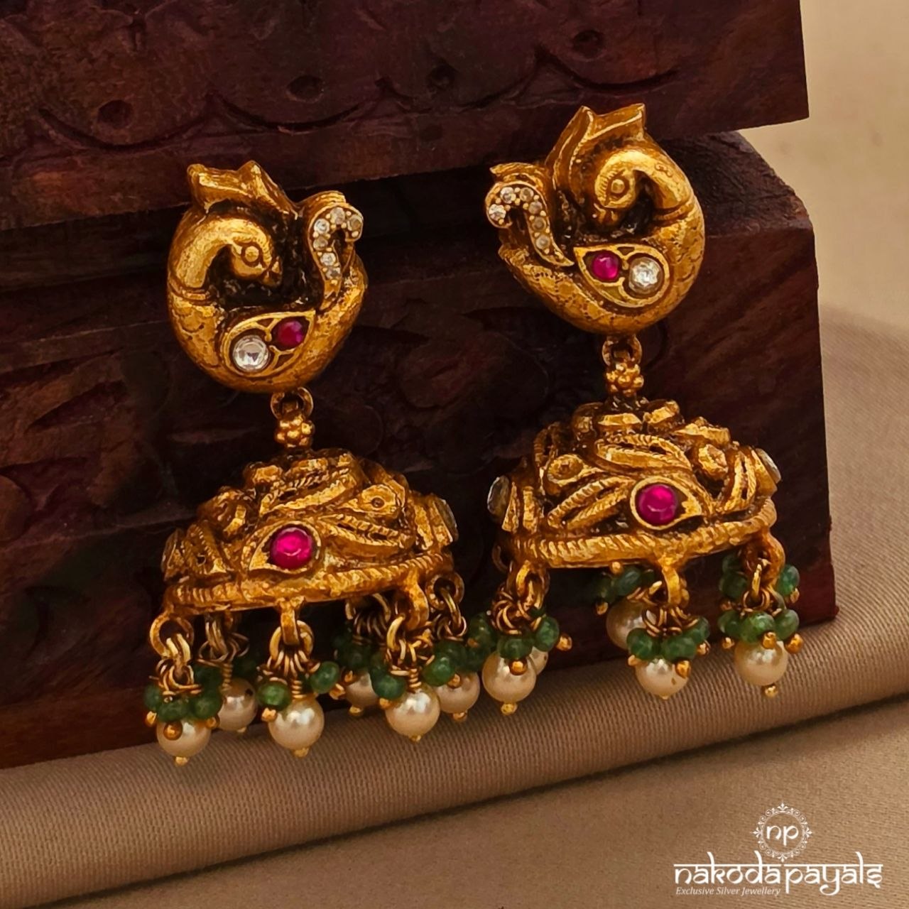 Peacock Drop Jhumka (Ge10553)