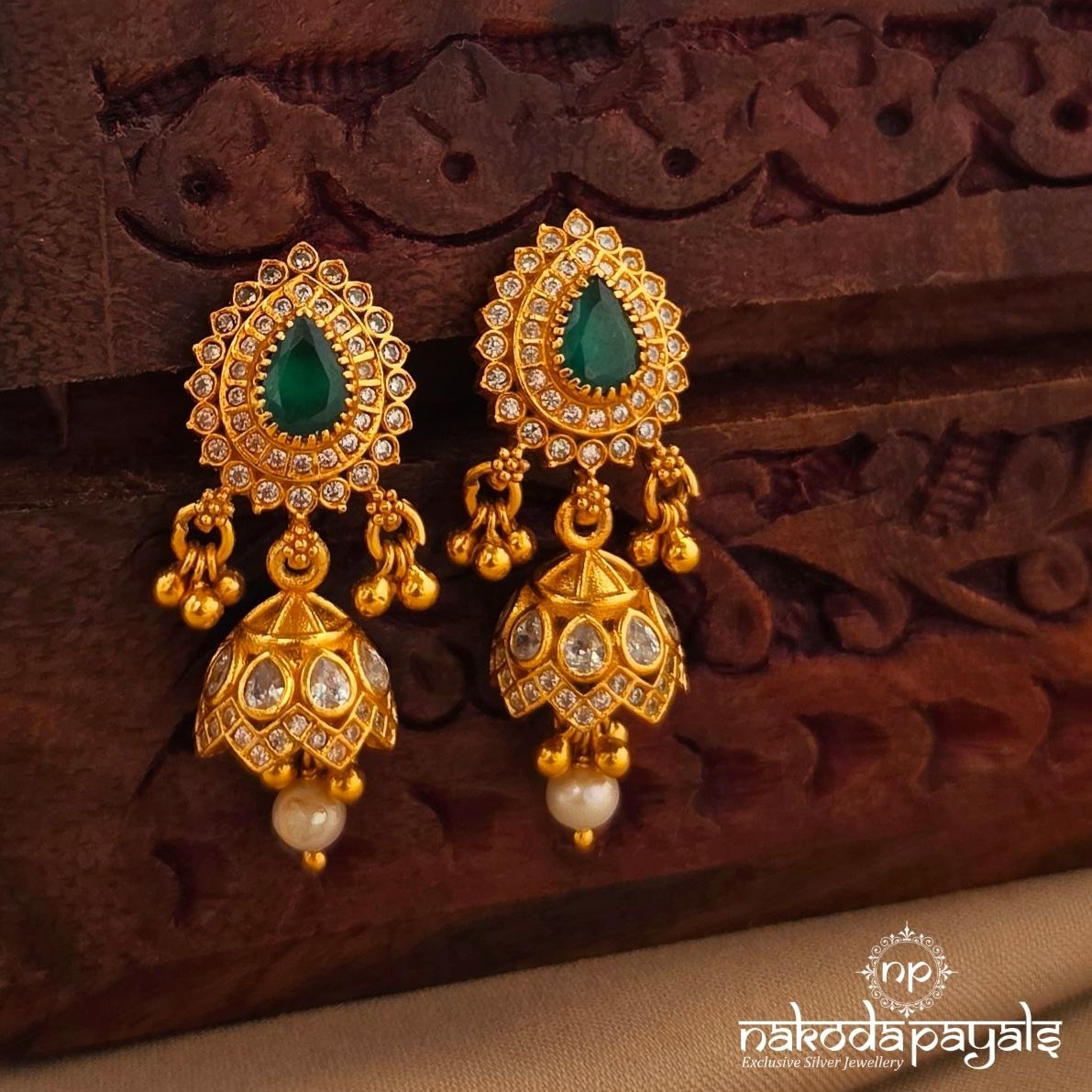Green Drop Pearl Jhumka (Ge11301)