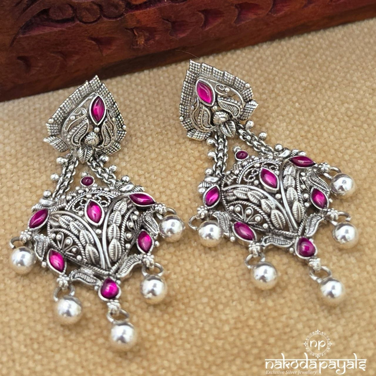 Exquisite Pink Ball Drop Chandbali (C4193)