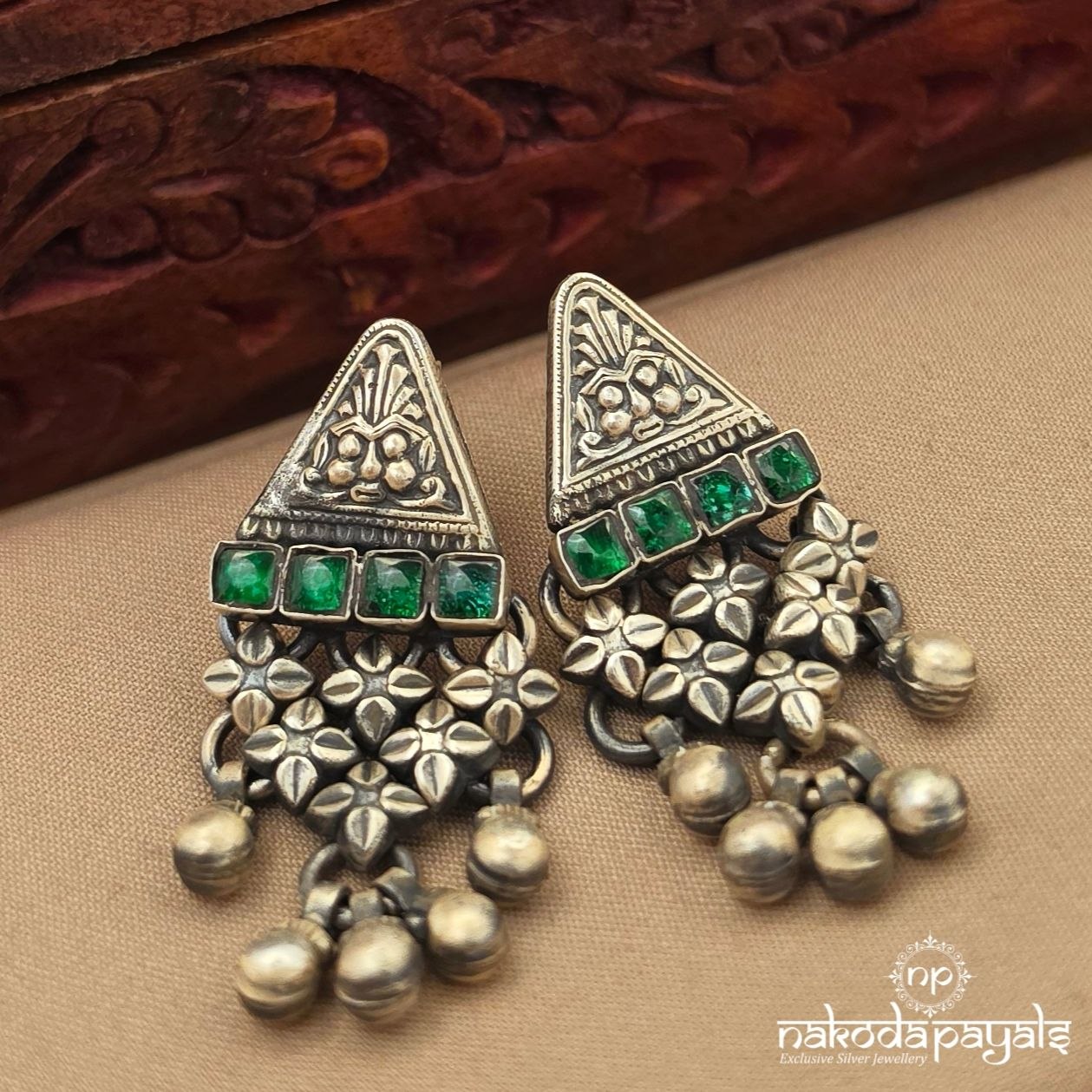 Greenish Floral Chandbali (C4214)