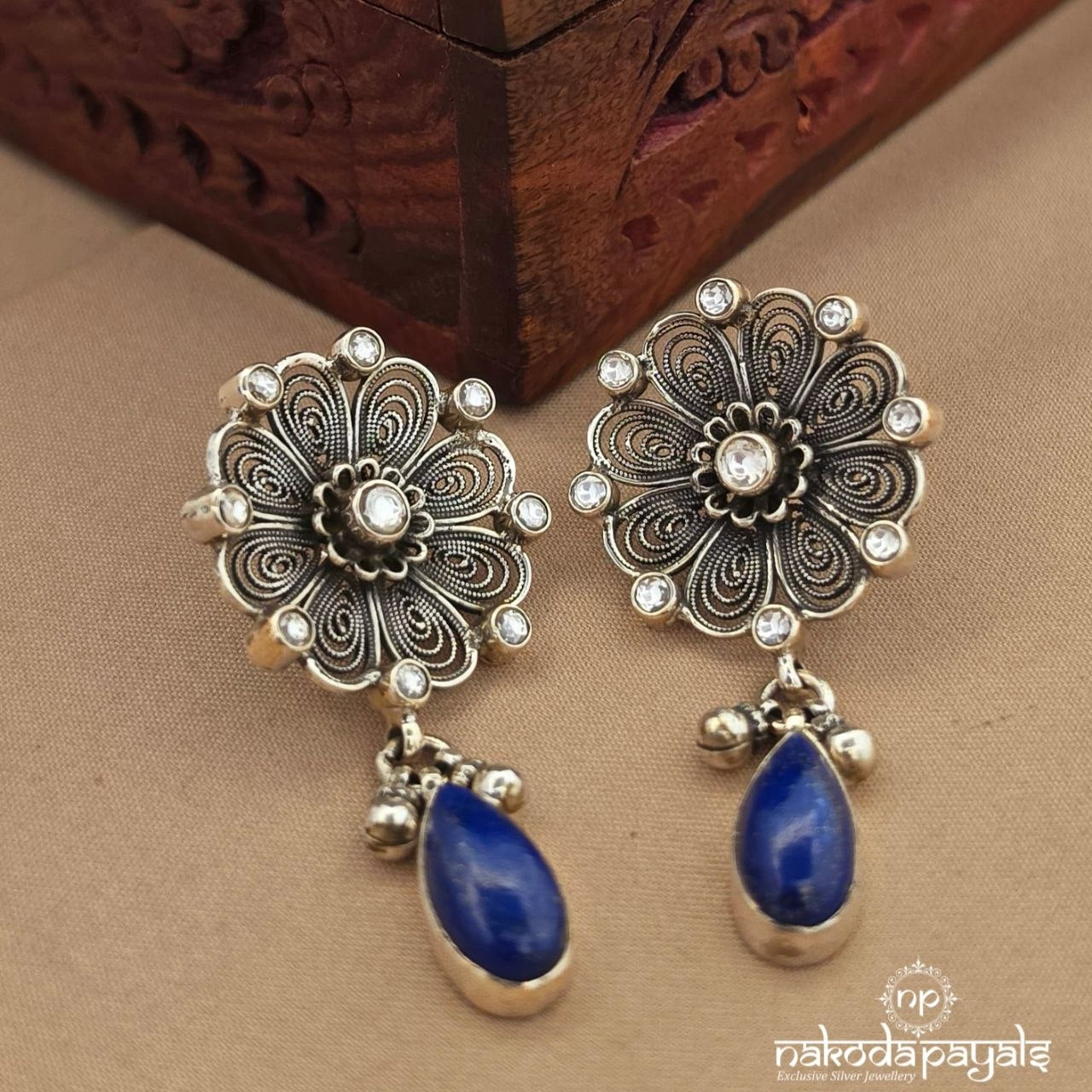 Bluish Floral Chandbali (C4246)