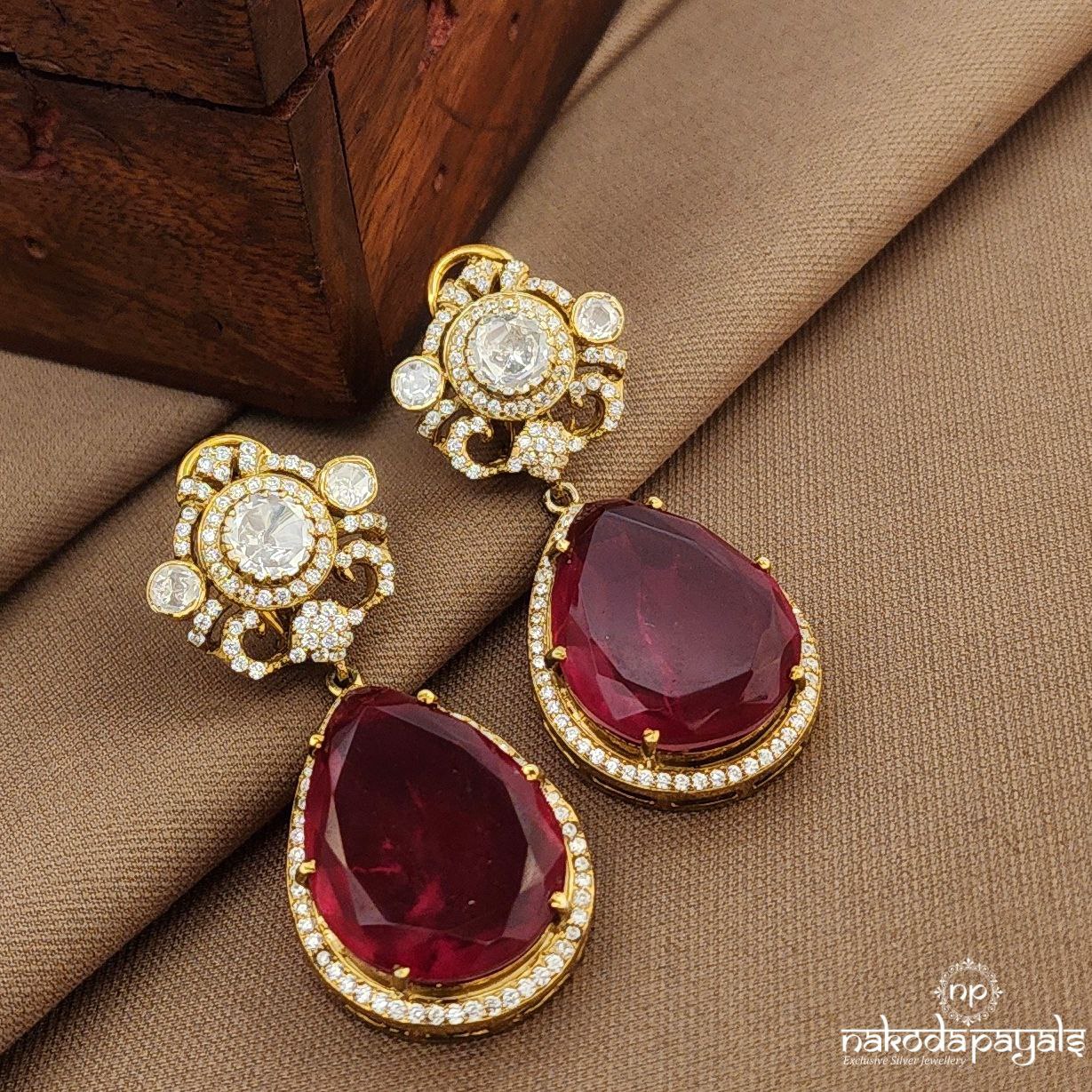 Ruby Moissanite Earrings (Ge10371)