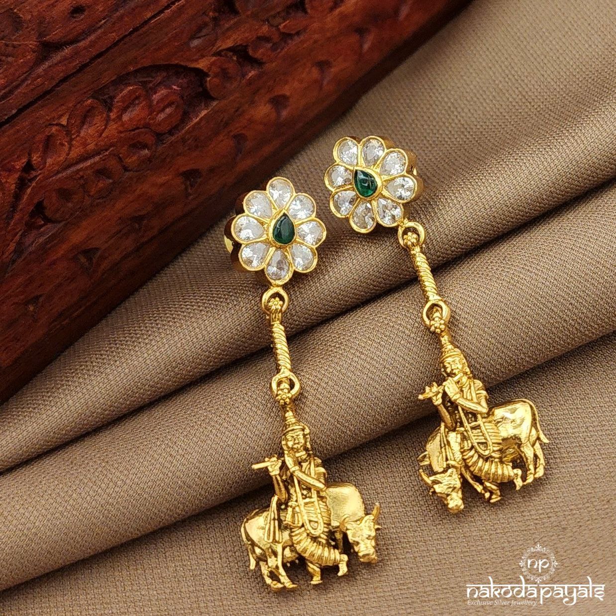 Krishnan Green Drop Earrings (Ge10421)