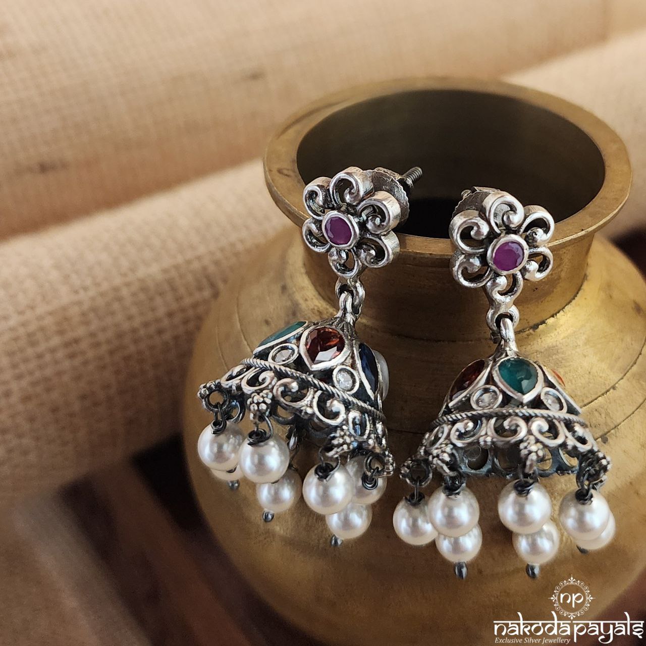 Navartna Pearled Drop Jhumka (J8130)