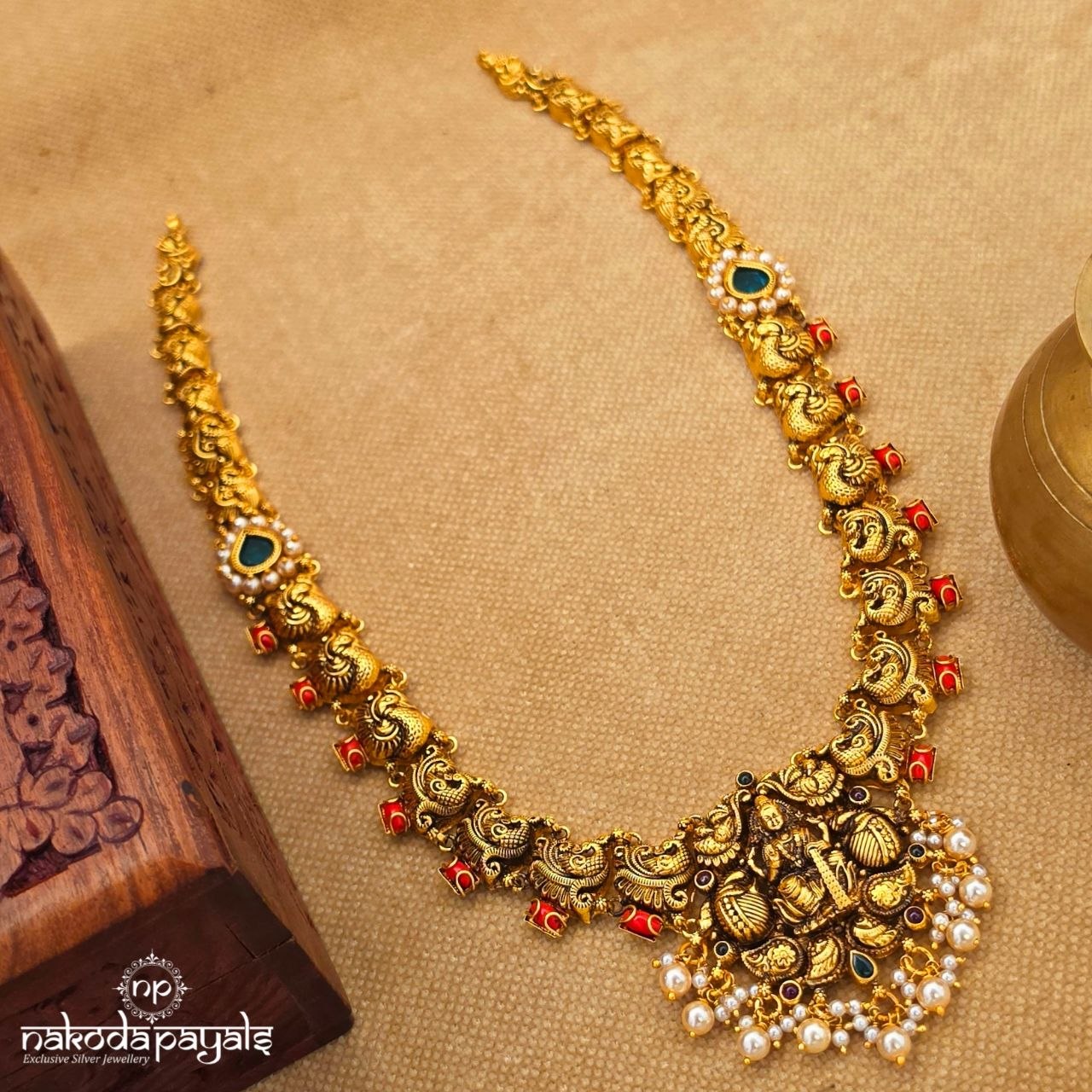 Exclusive Lakshmi Peacock Drop Neckpiece (Gn10697)