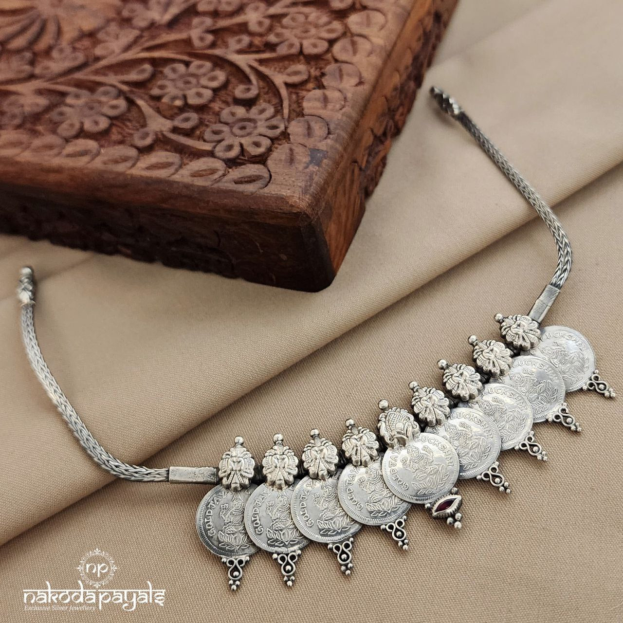 Red Coined Lakshmi Neckpiece (N10918)
