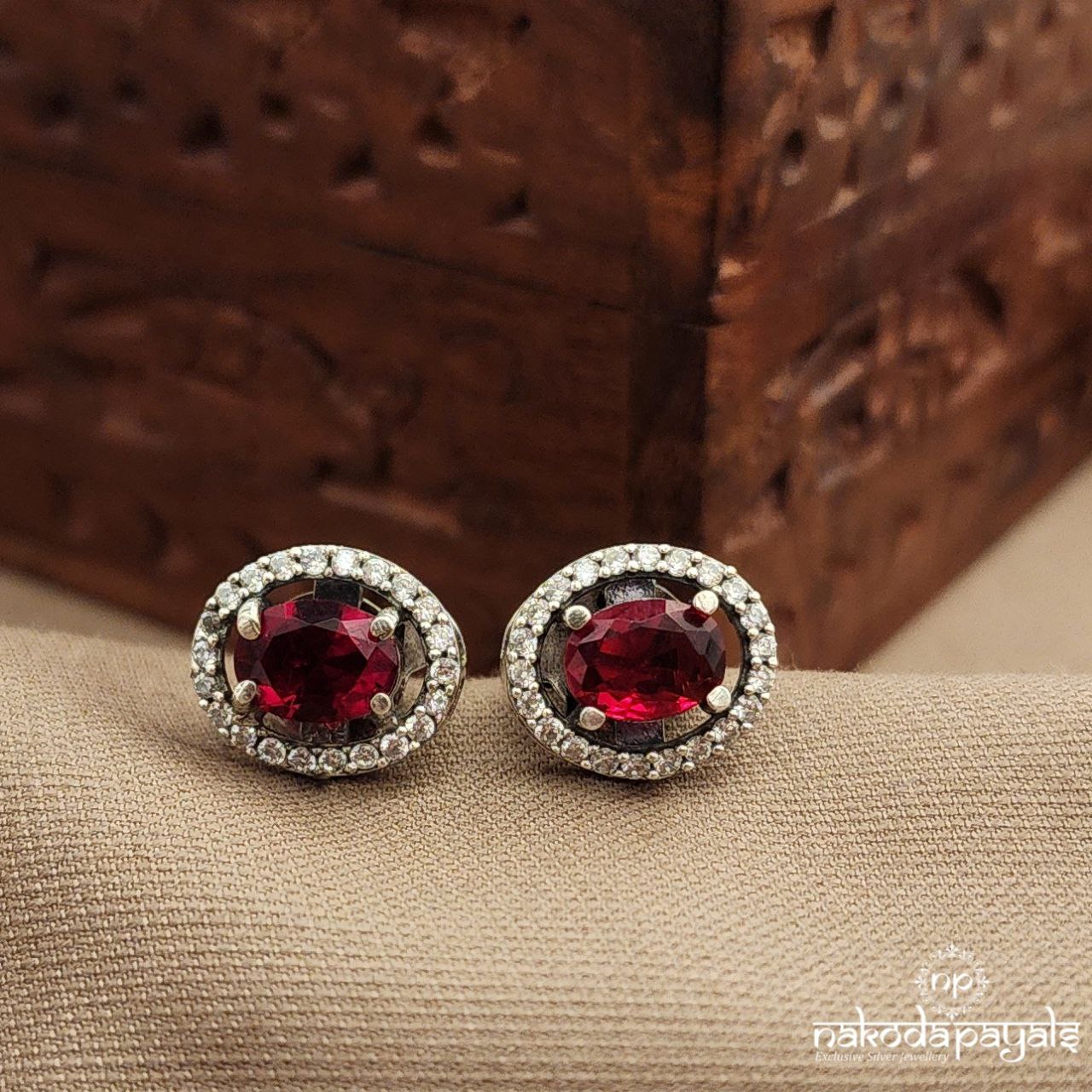Ruby Oval Studs (S3808)