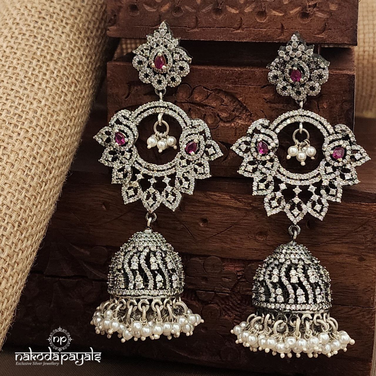 CZ Pearled Drop Big Jhumka (J1509)