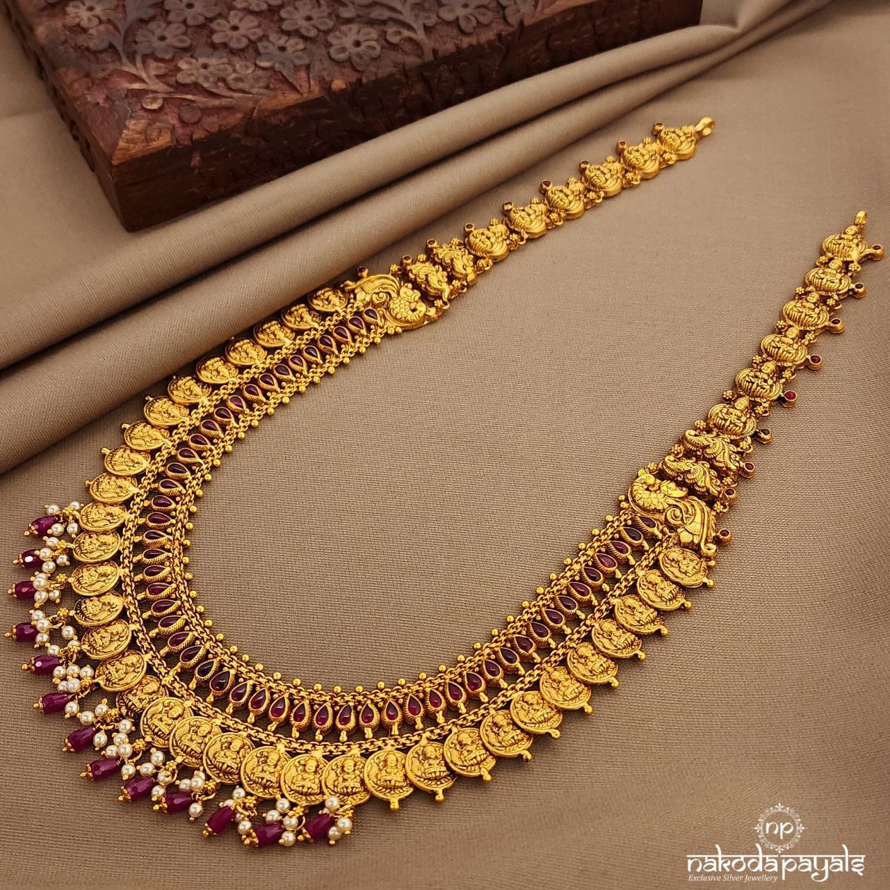 Red Drop Pearled Neckpiece (Gn9743)