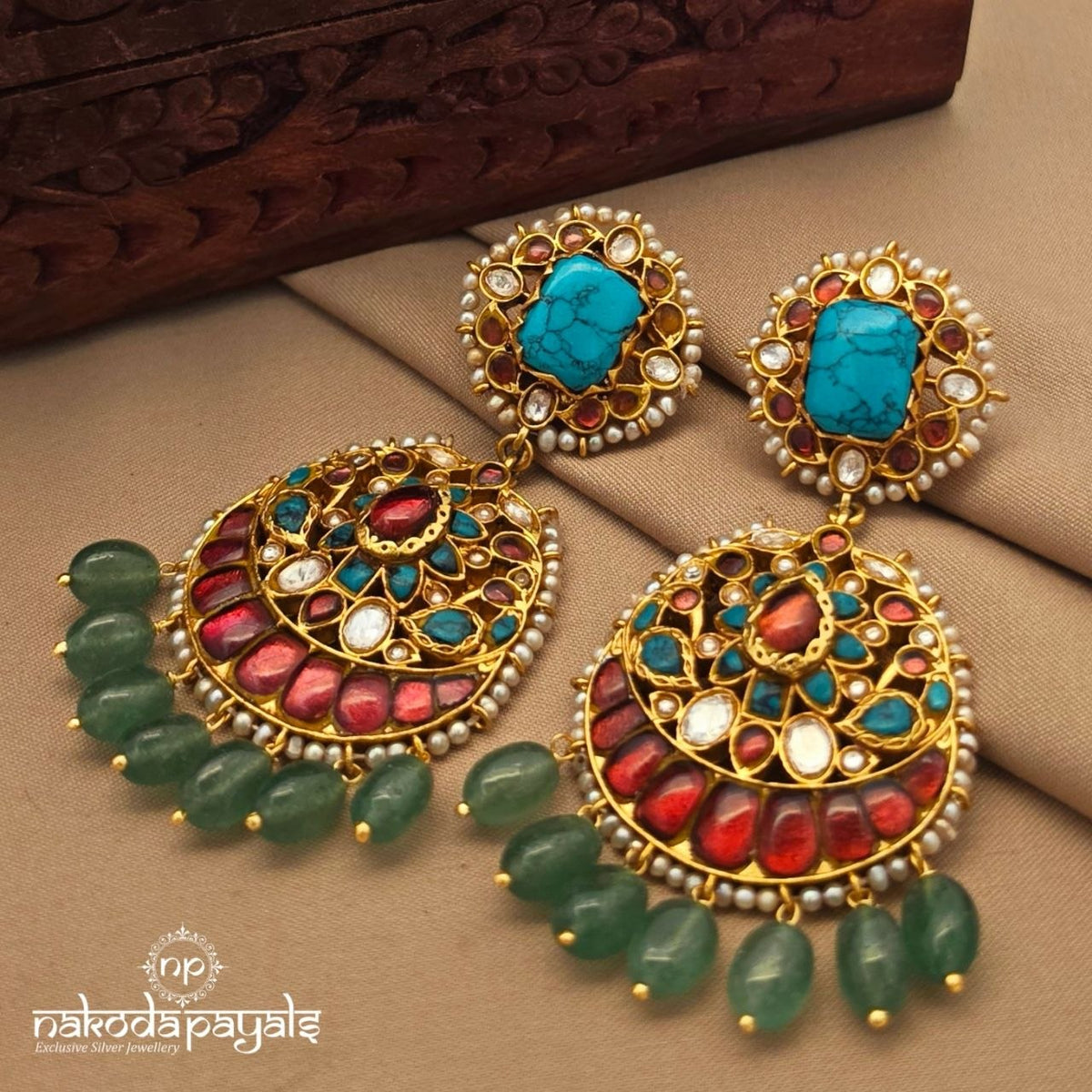 Exemplary Turquoise Chandbali (Ge11446)