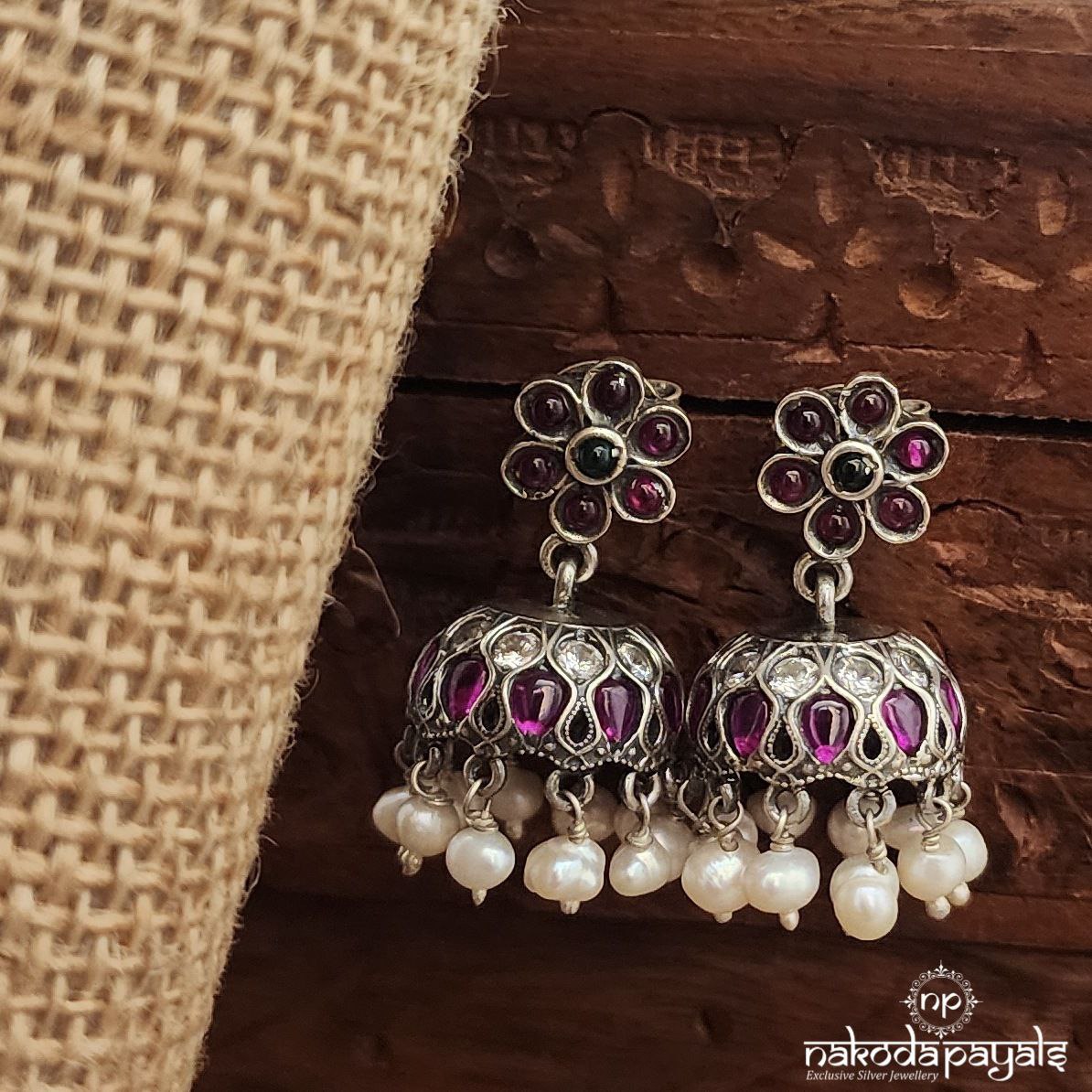 Pink Floral Jhumka (J1521)