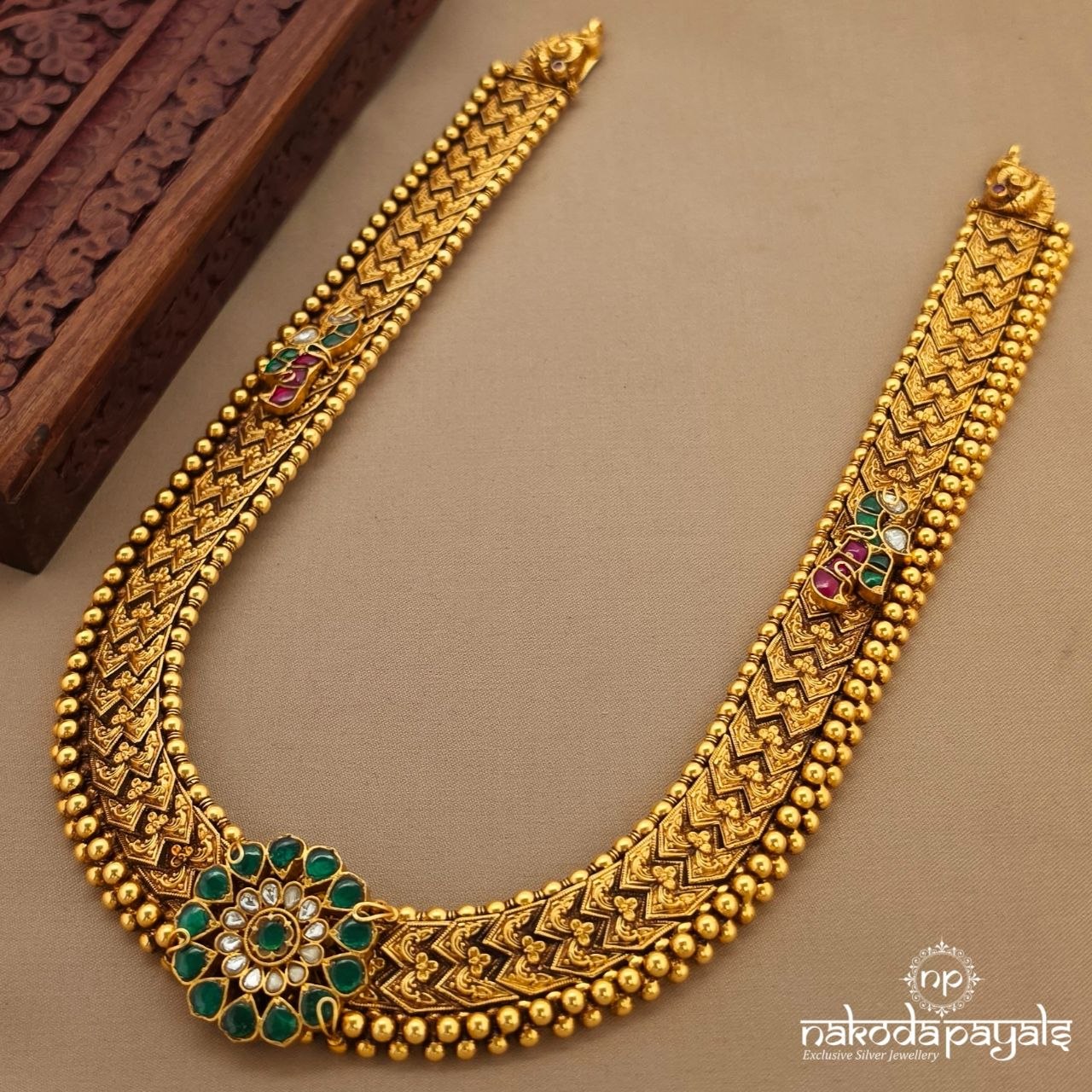 Kundan Bird Ball Drop Floral Neckpiece (Gn10658)