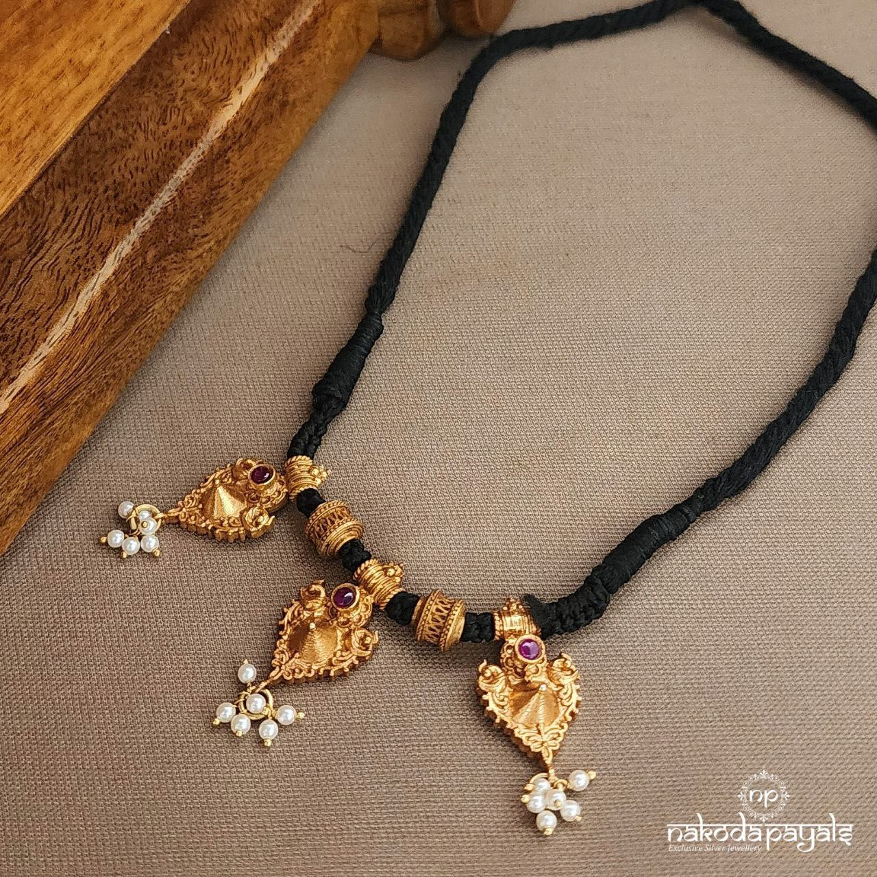 Temple Pearled Drop Pendant Neckpiece (Gn9482)