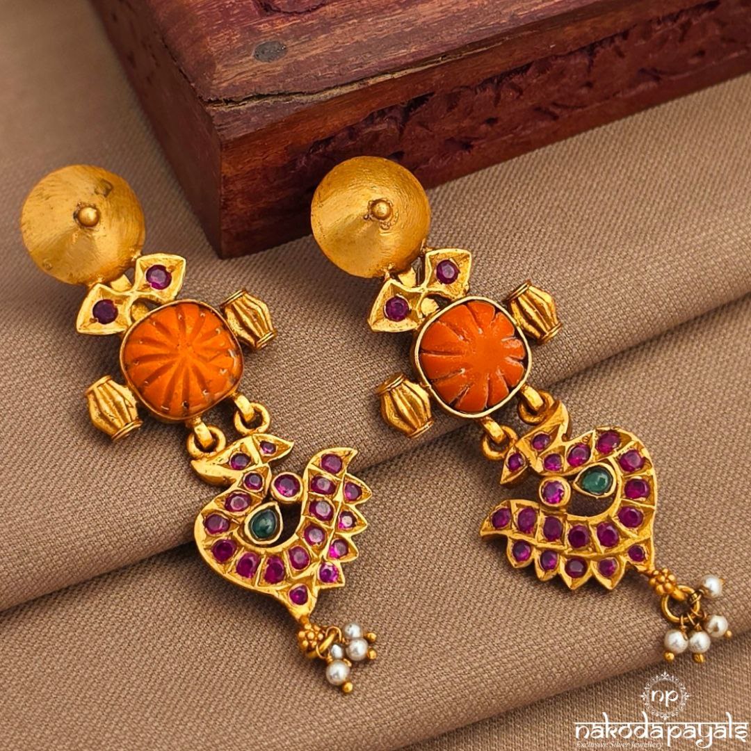 Peacock Coral Earrings (Ge10456)