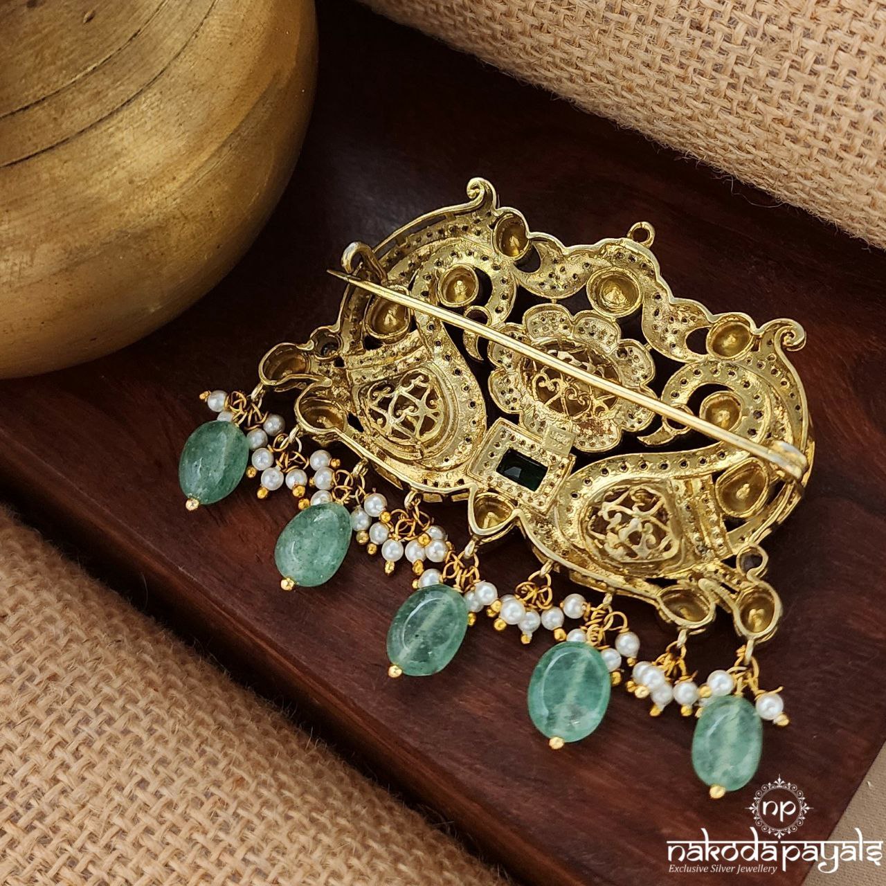 Twin Peacock Moissanite Brooch (St3500)