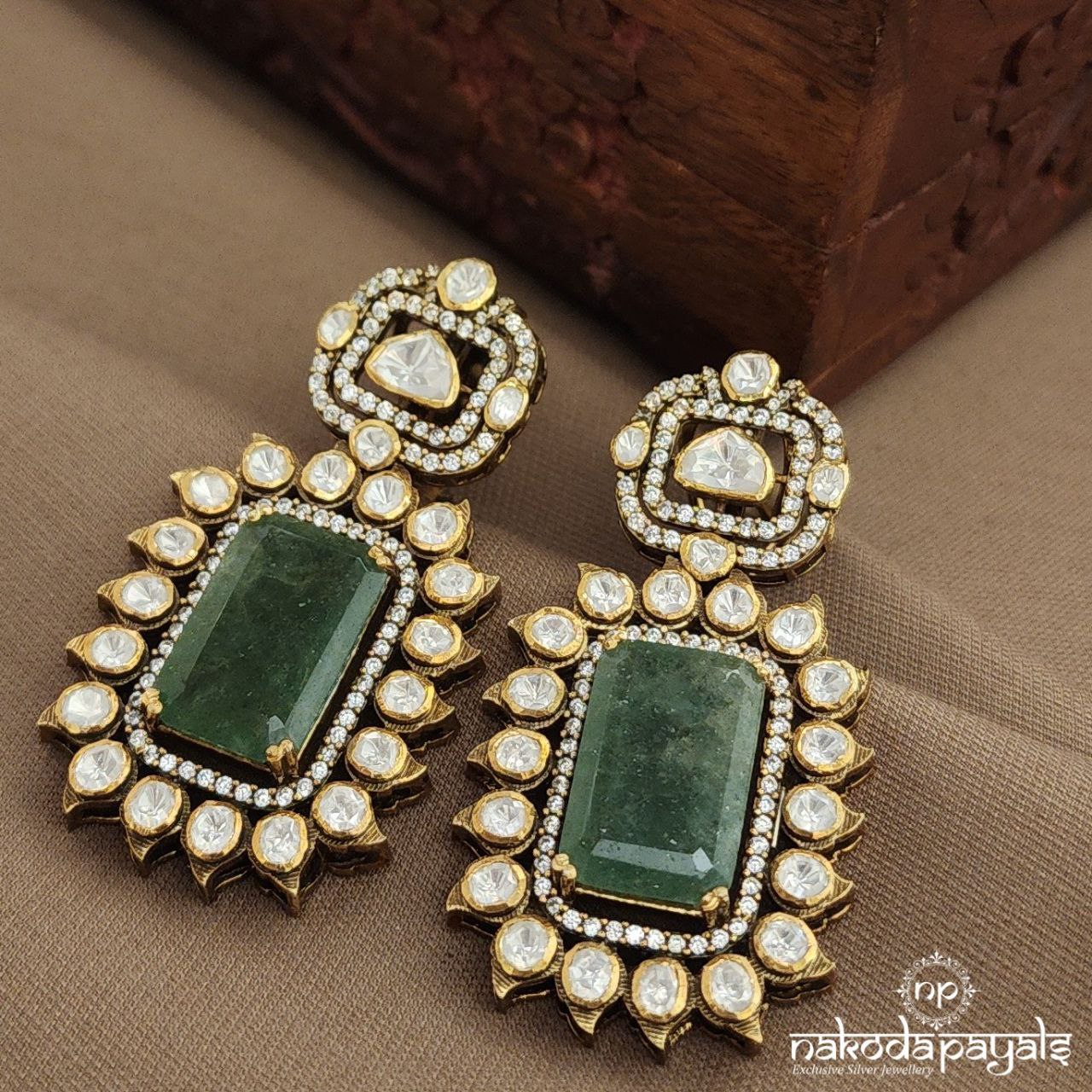 Emerald Green CZ Earrings (Ge10166)