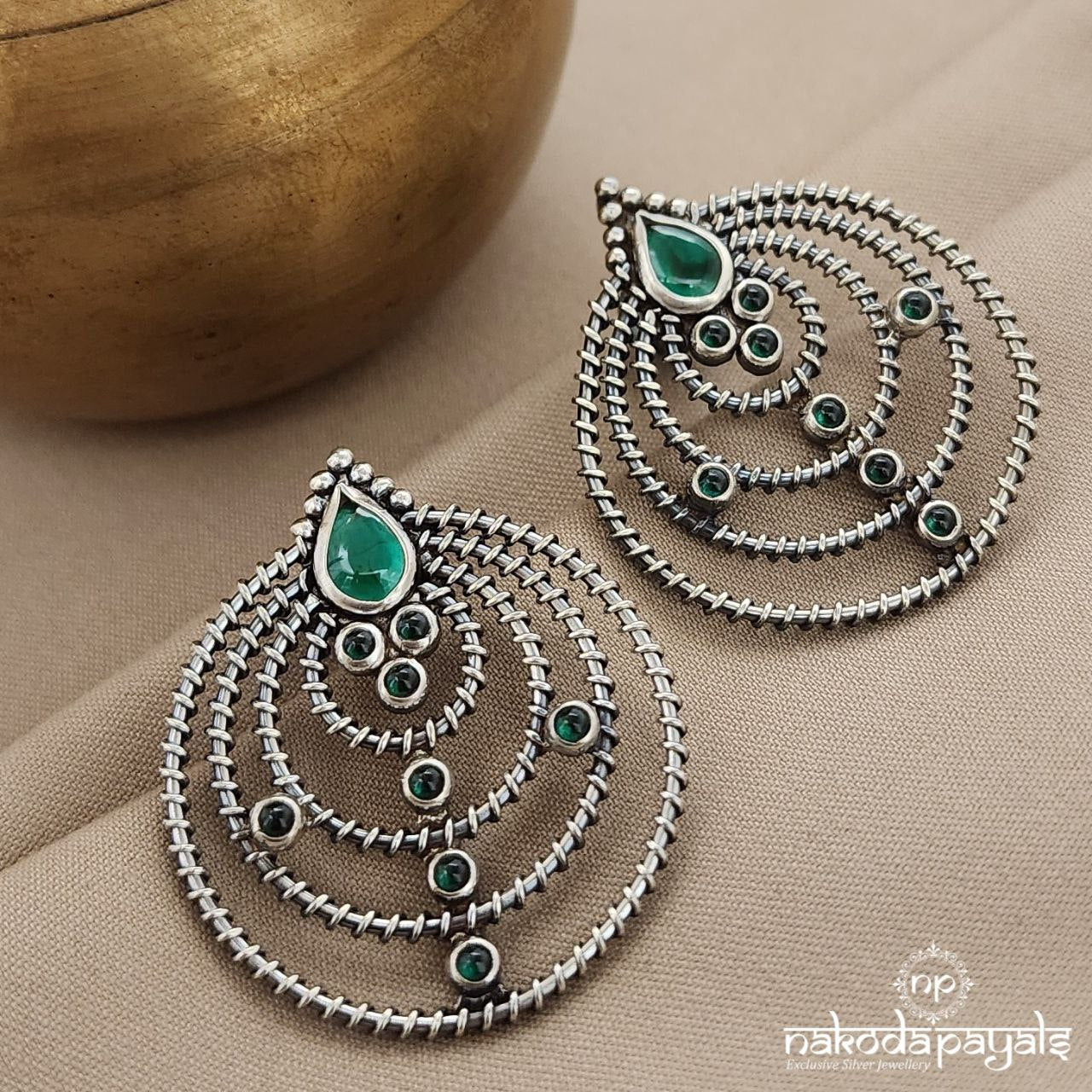 Green Drop Floral Studs (S3562)