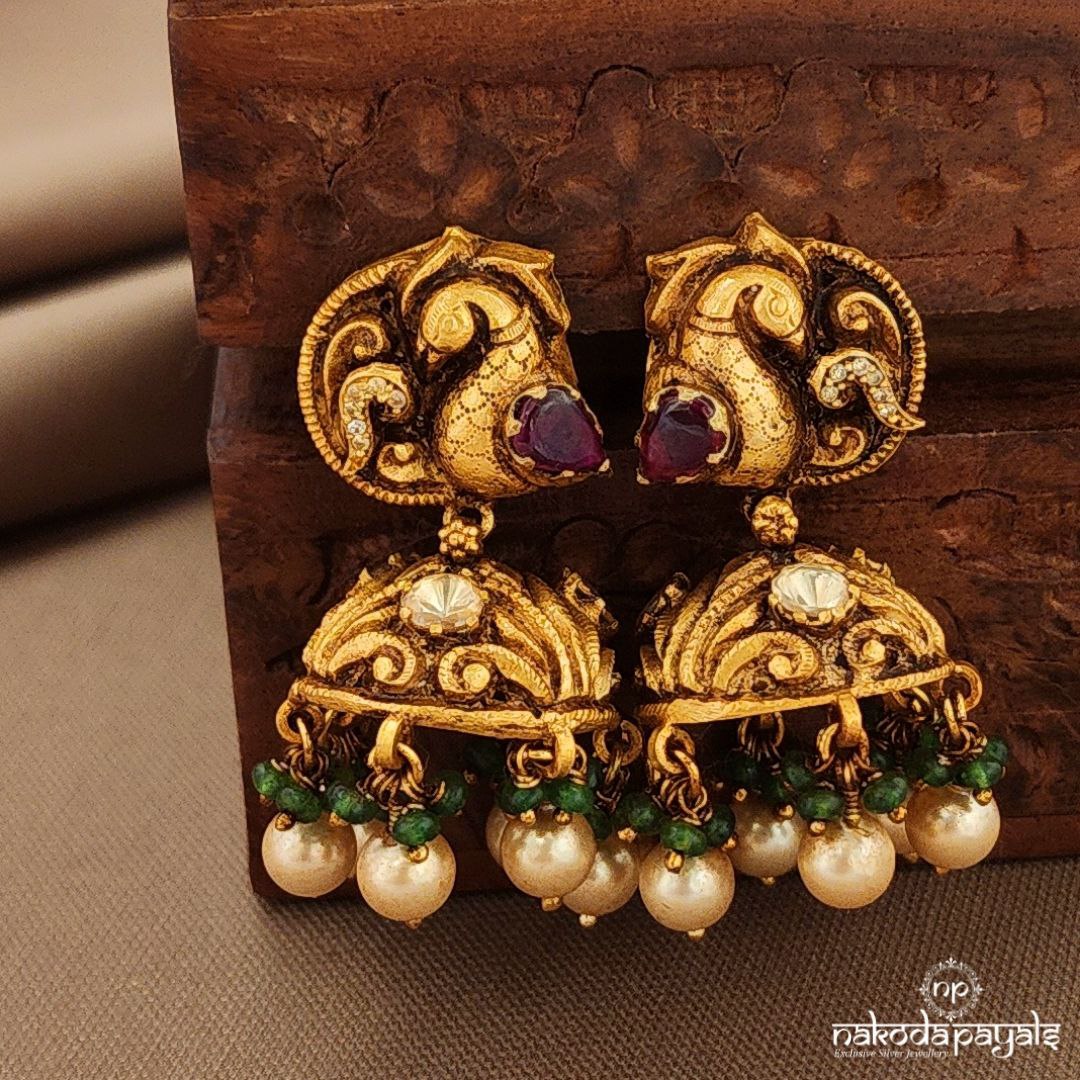 Moissanite Peacock Jhumka (Ge10322)