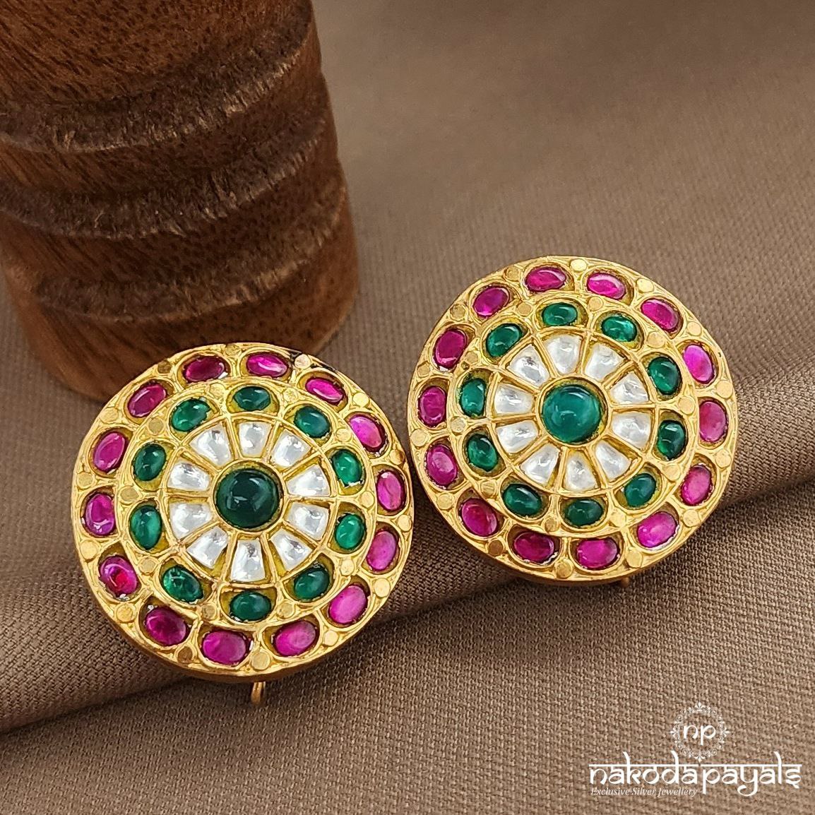 MultiColor Circular Kundan Studs (Ge10071)