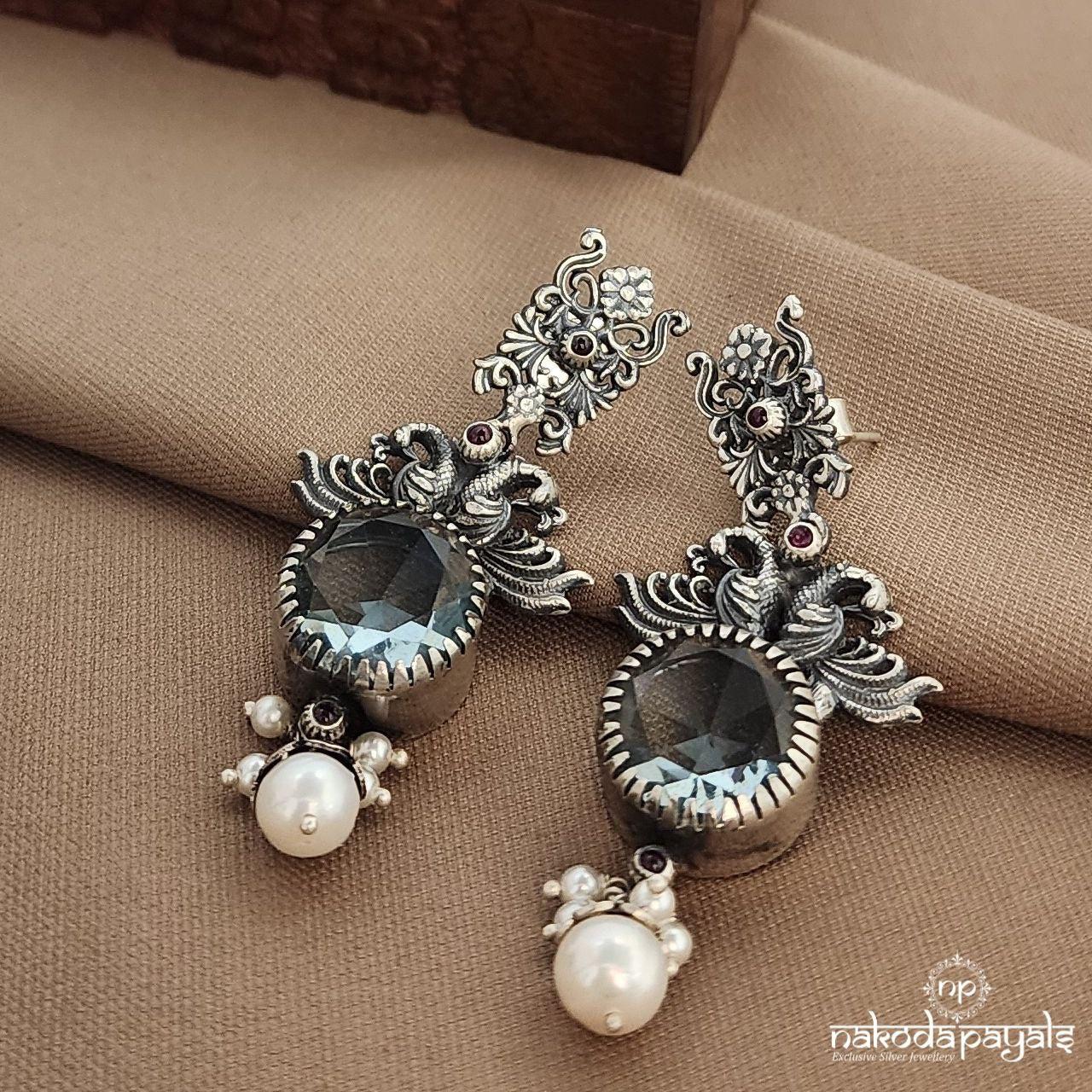 Twin Peacock Circular Earrings (C3857)