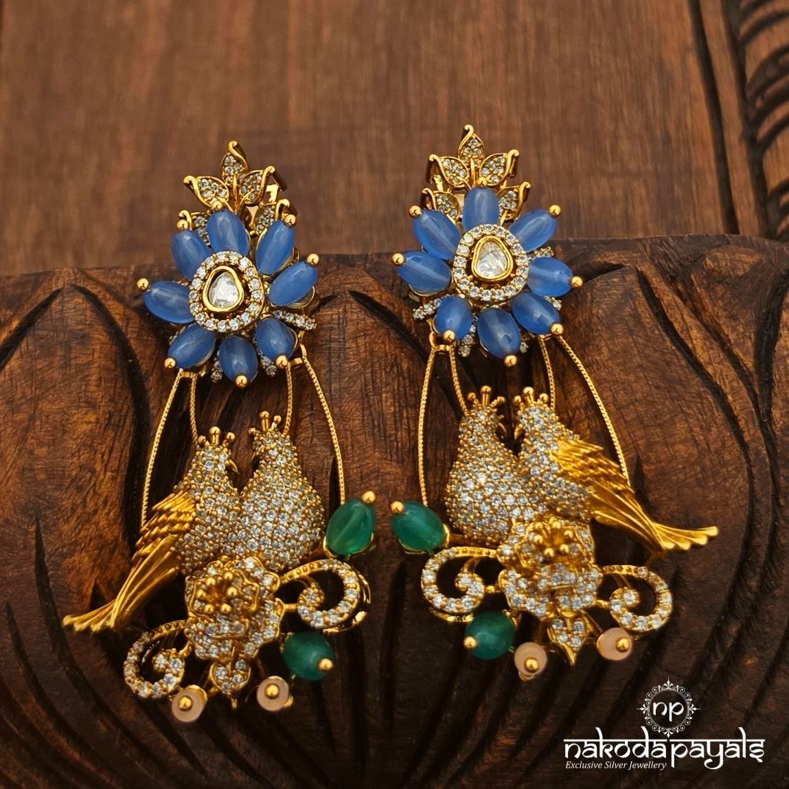 Twin Birdie Drop Earrings (Ge11598)