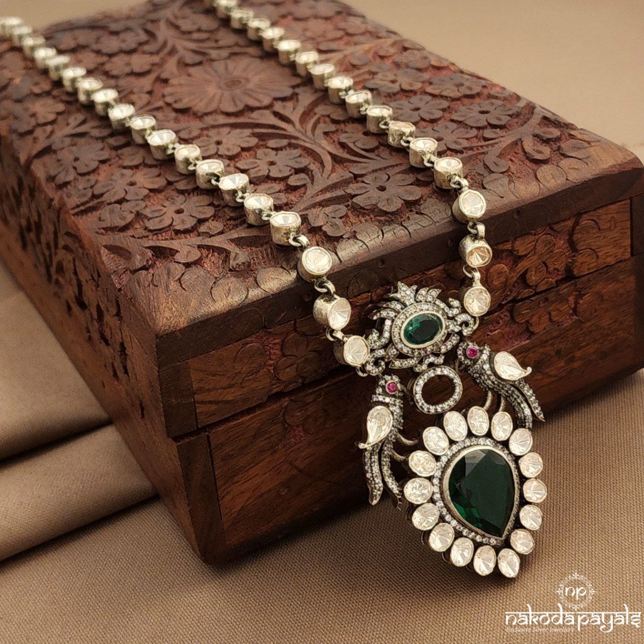 Twin Peacock Moissanite Neckpiece (N11502)