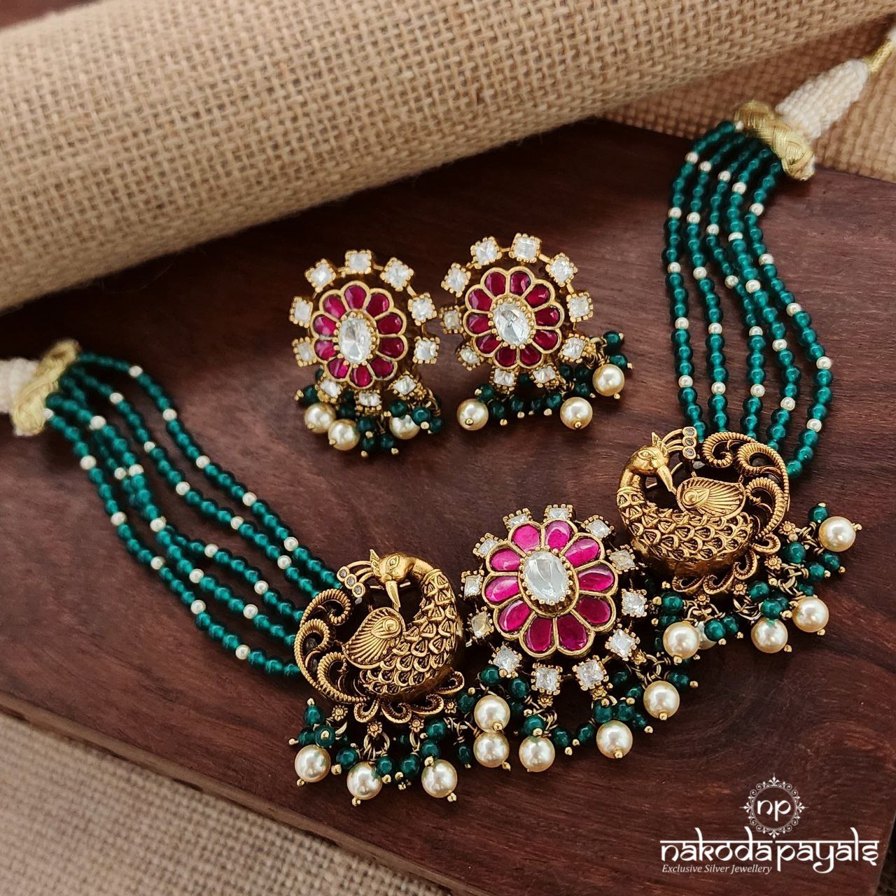 Pink Kundan Choker With Earrings (Gn8747)