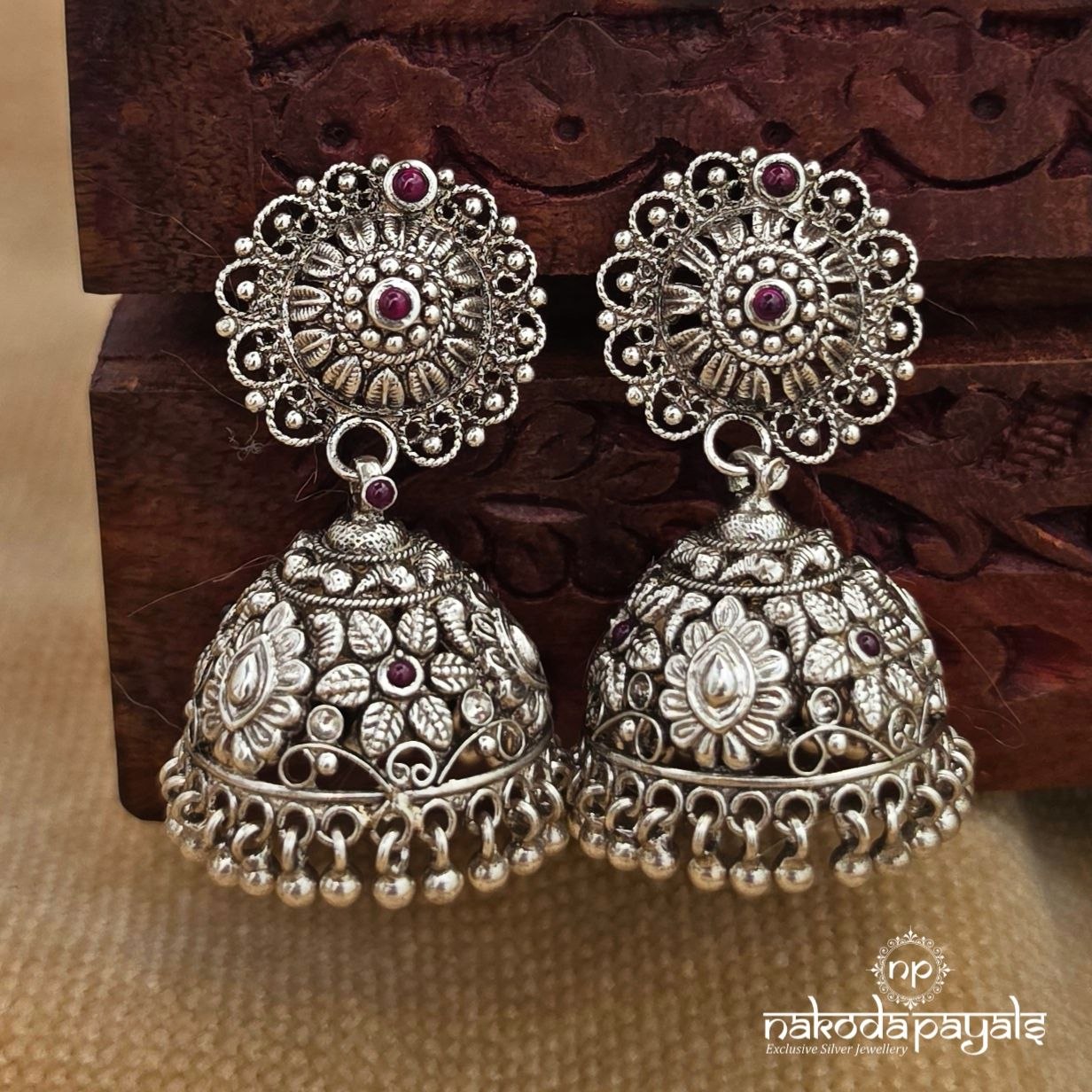 Circular Dot Floral Jhumka (J1826)