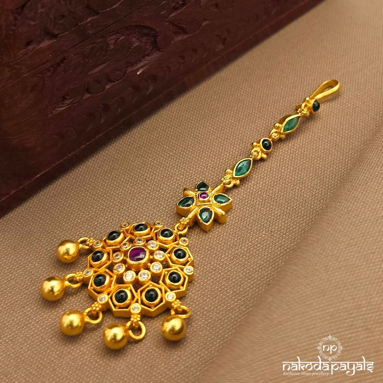 Green Ball Drop Maang Tikka (Gm1141)