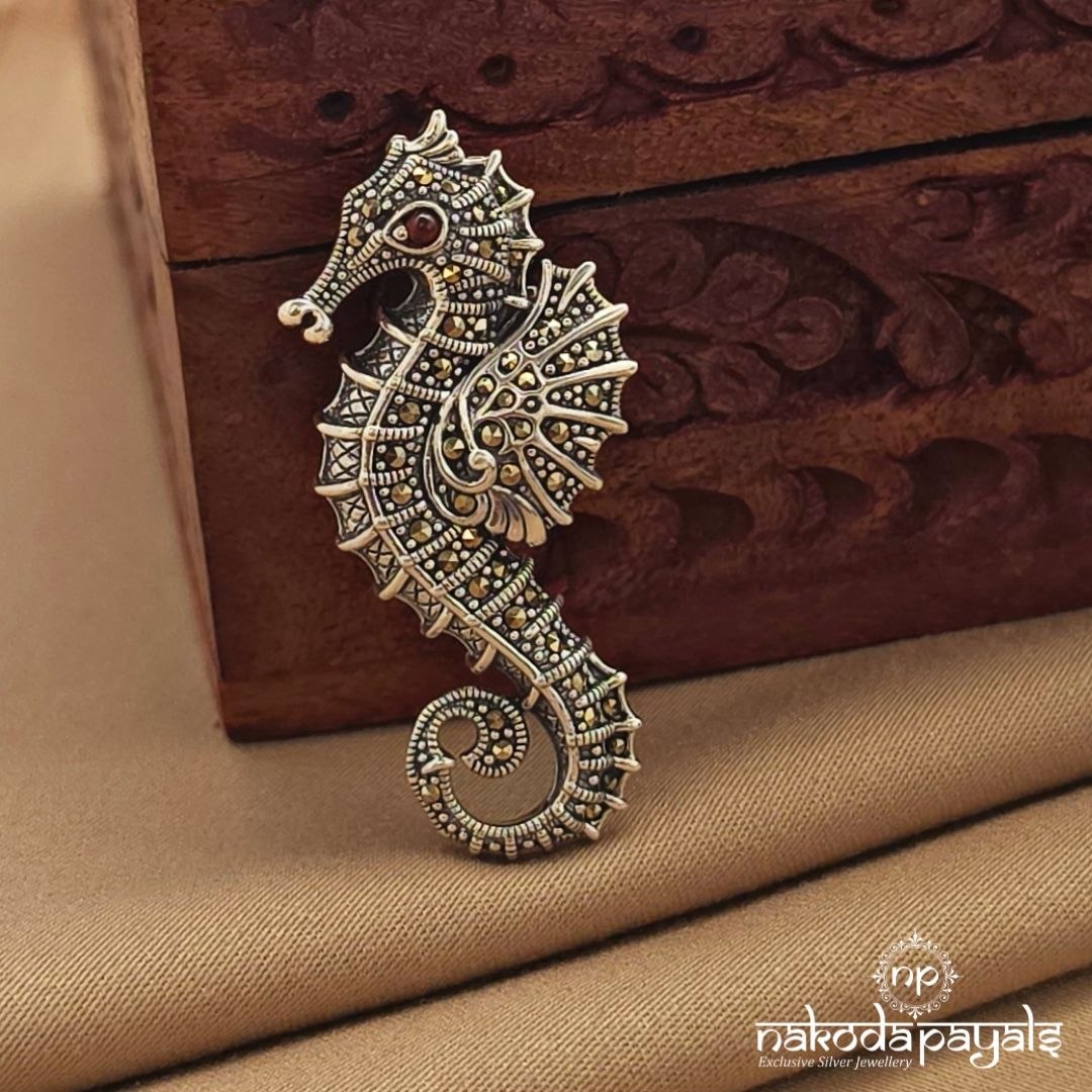 Sea Horse Marcasite Brooch (St4037)