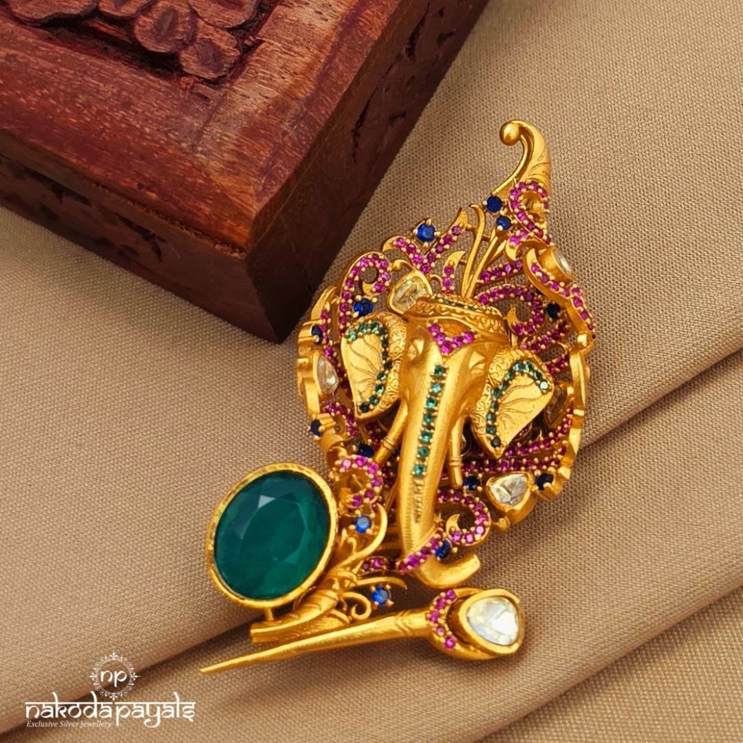 Ganesha Green Brooch (St4003)