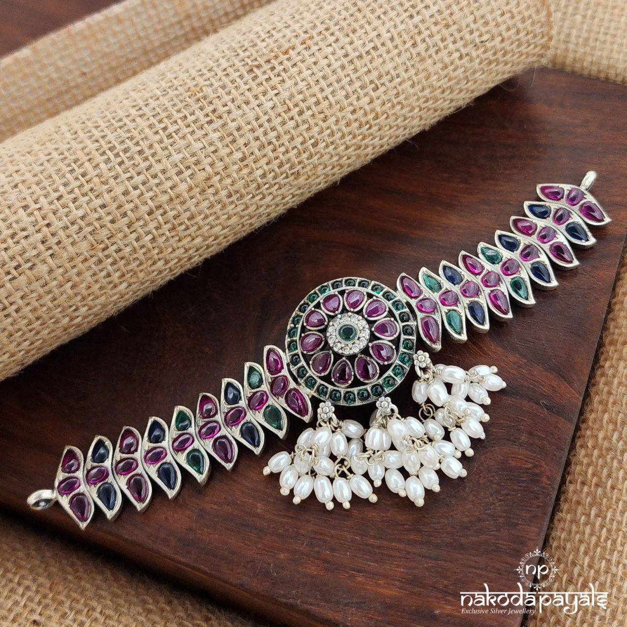 MultiColor Pearled Drop Choker (N10869)