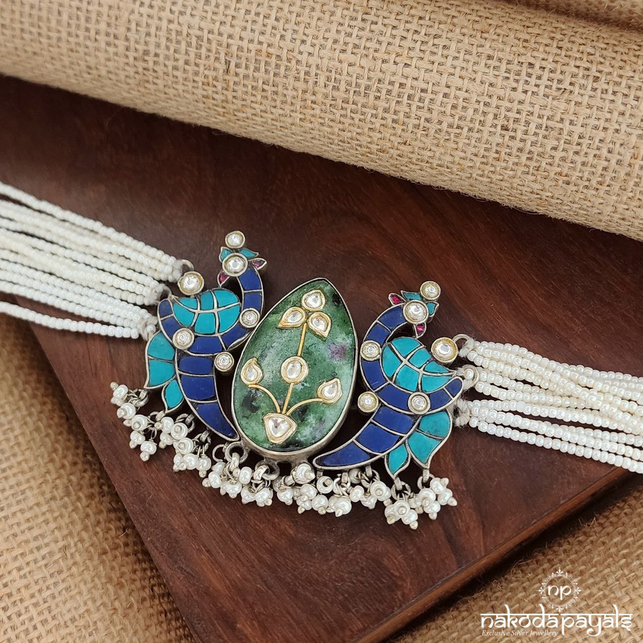 Pearled Kundan Turquoise Choker (N10825)