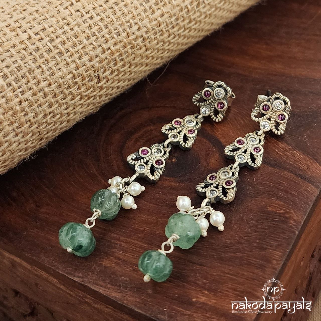 Simple Green Drop Earrings (C3749)