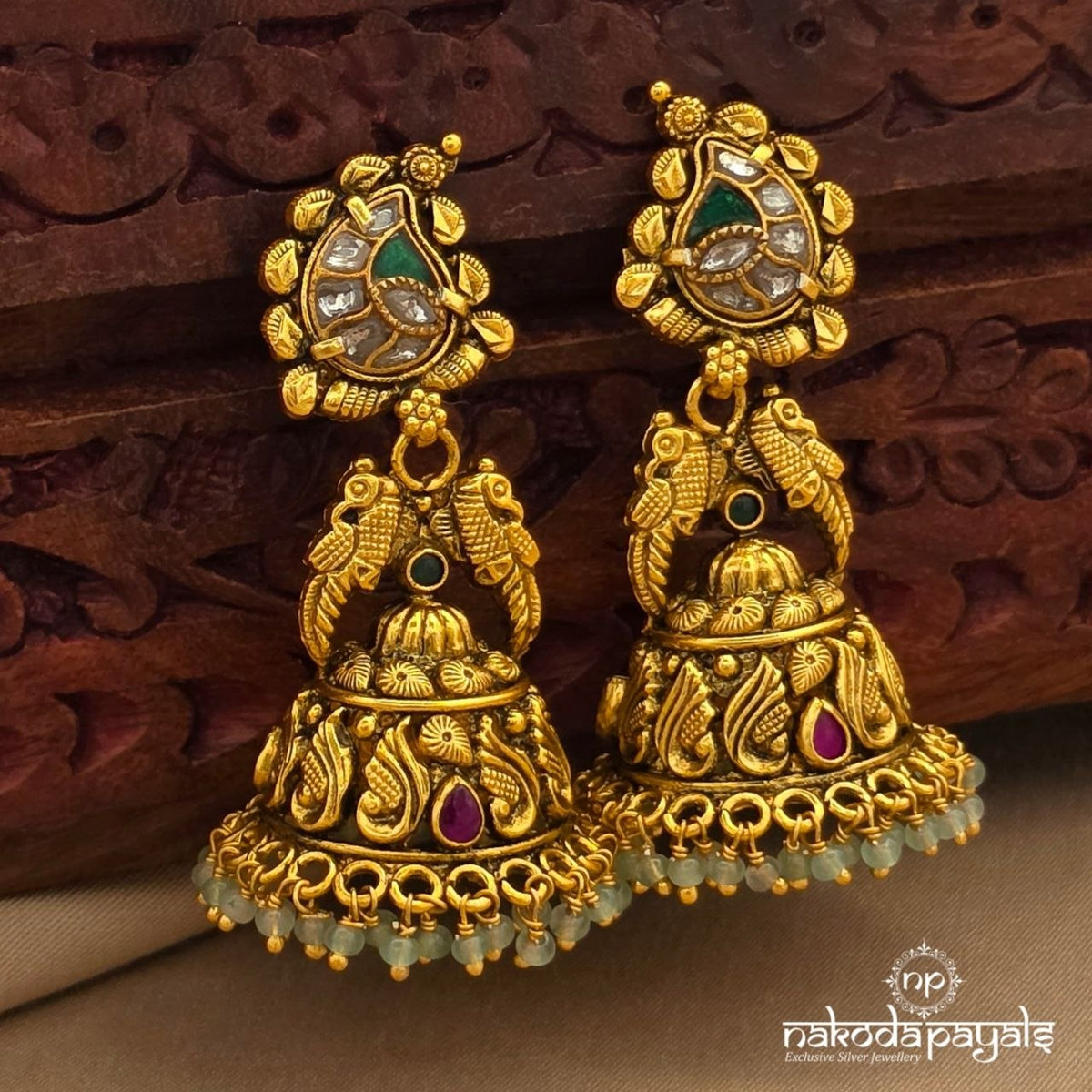Kundan Mango Birdy Jhumka (Ge11493)