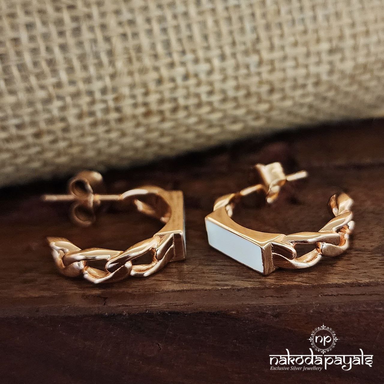 White Rose Gold Earrings (St3049)
