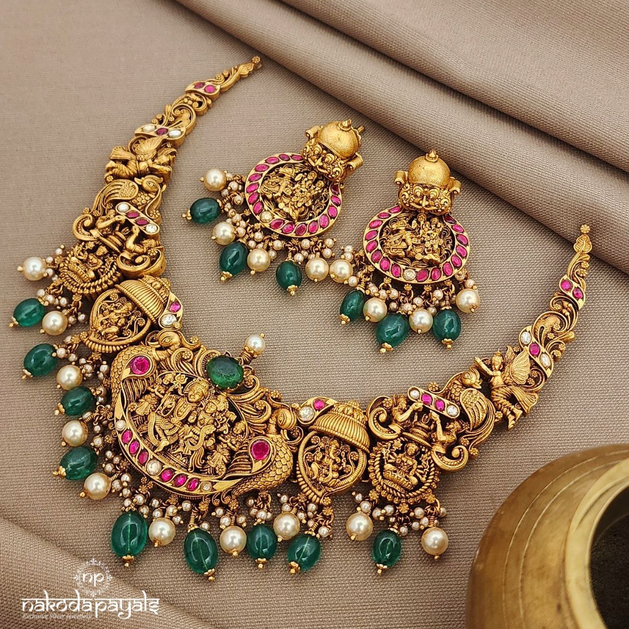 Shiva Parvati Neckpiece With Earrings (Gn9623)