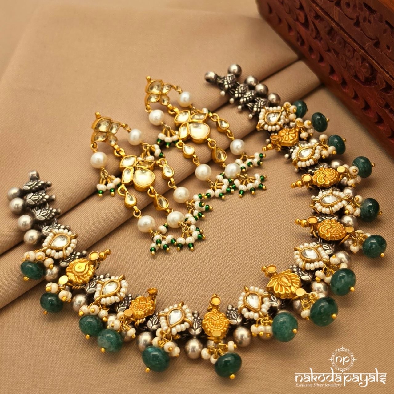 Exclusive Dual Tone Necklace With Earrings (N11928)