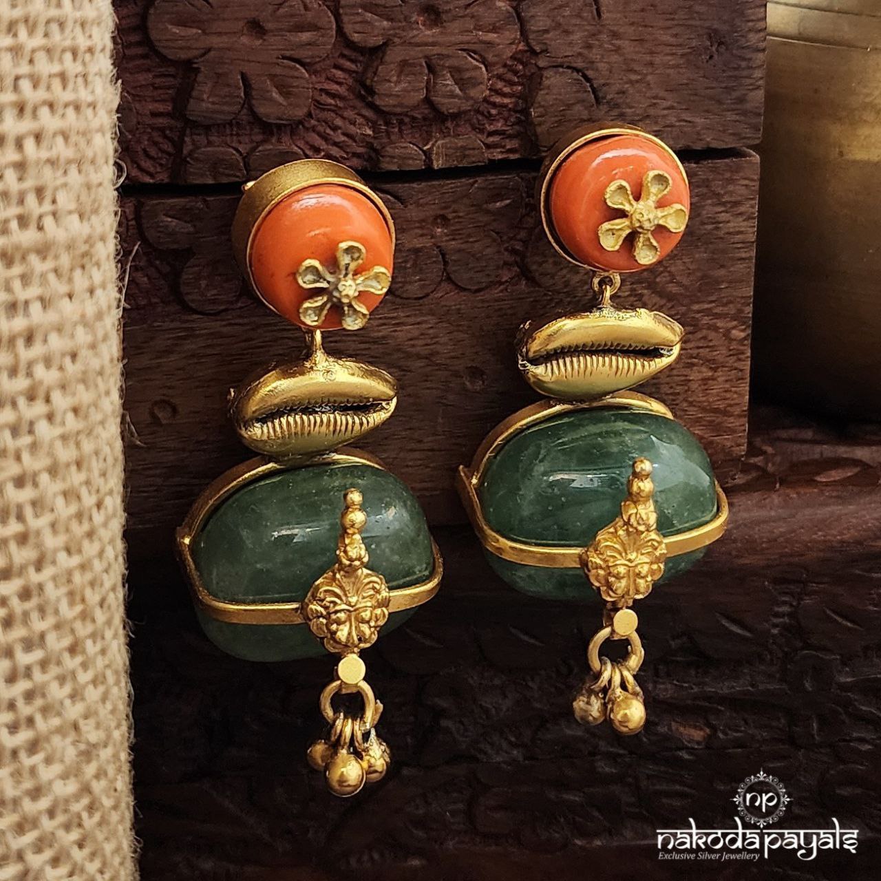 Coral Green Earrings (Ge9769)