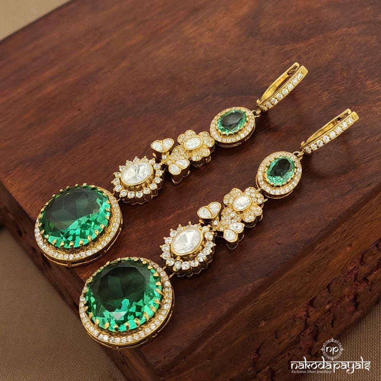 Green Circular Moissanite Earrings (Ge10374)