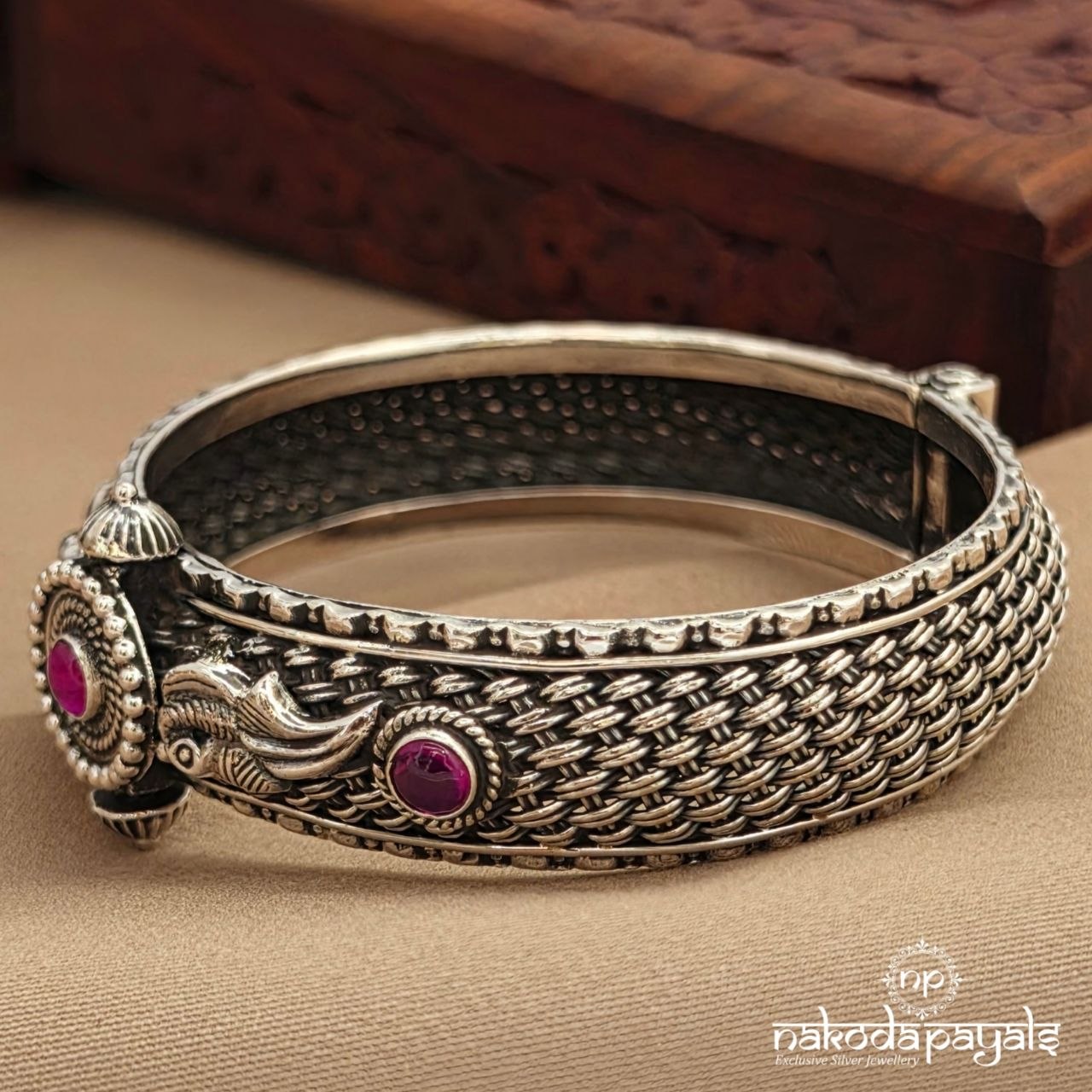 Pink Dot Circular Braided Kada (K6329)
