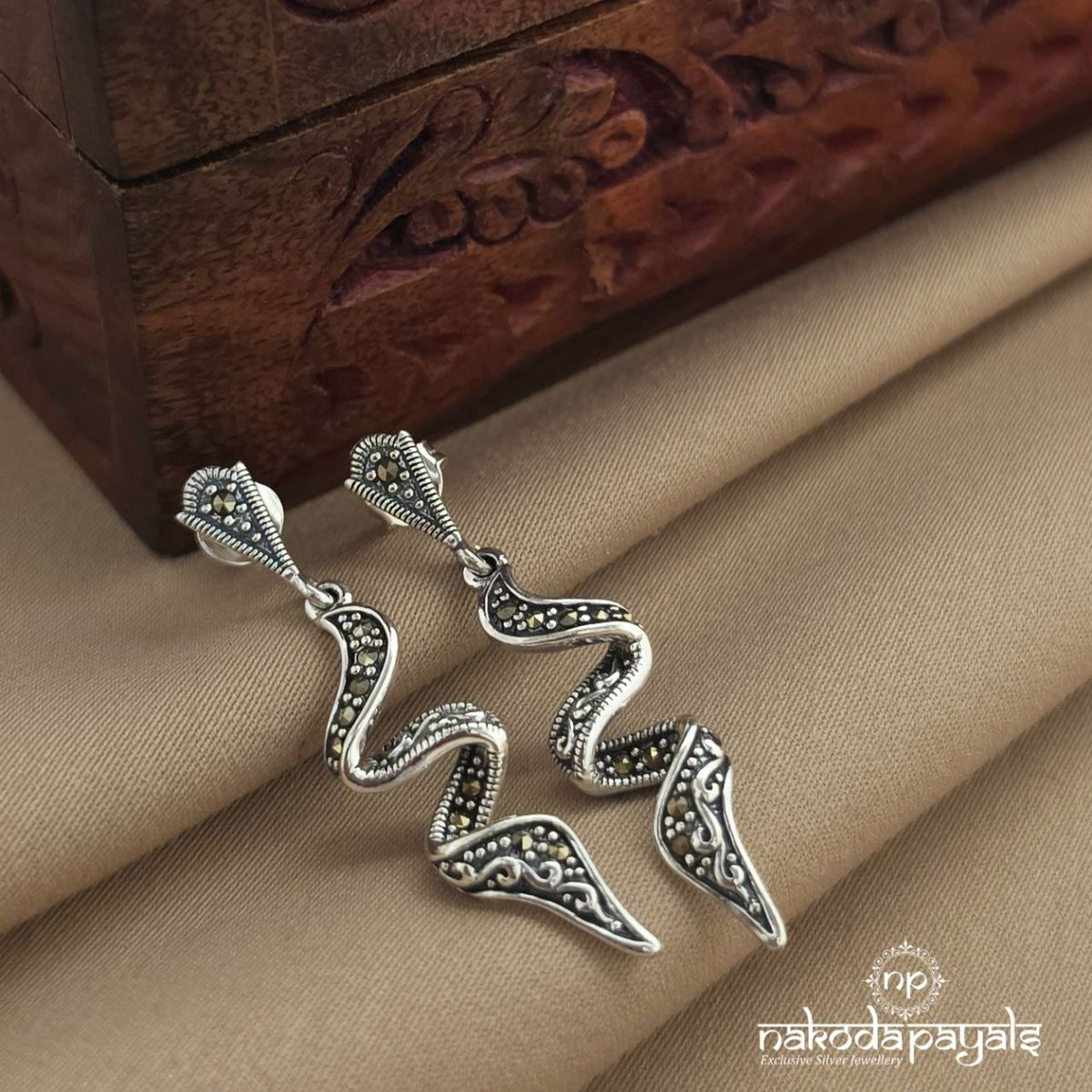 Snake Marcasite Earrings (St4167)