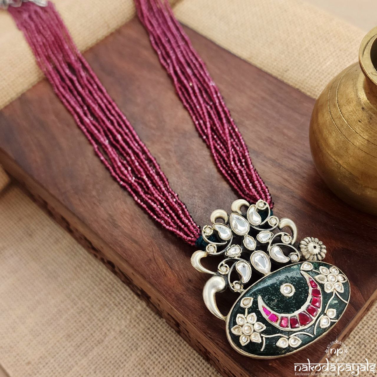 Meenakari Kundan Pink Beads Neckpiece (N10629)