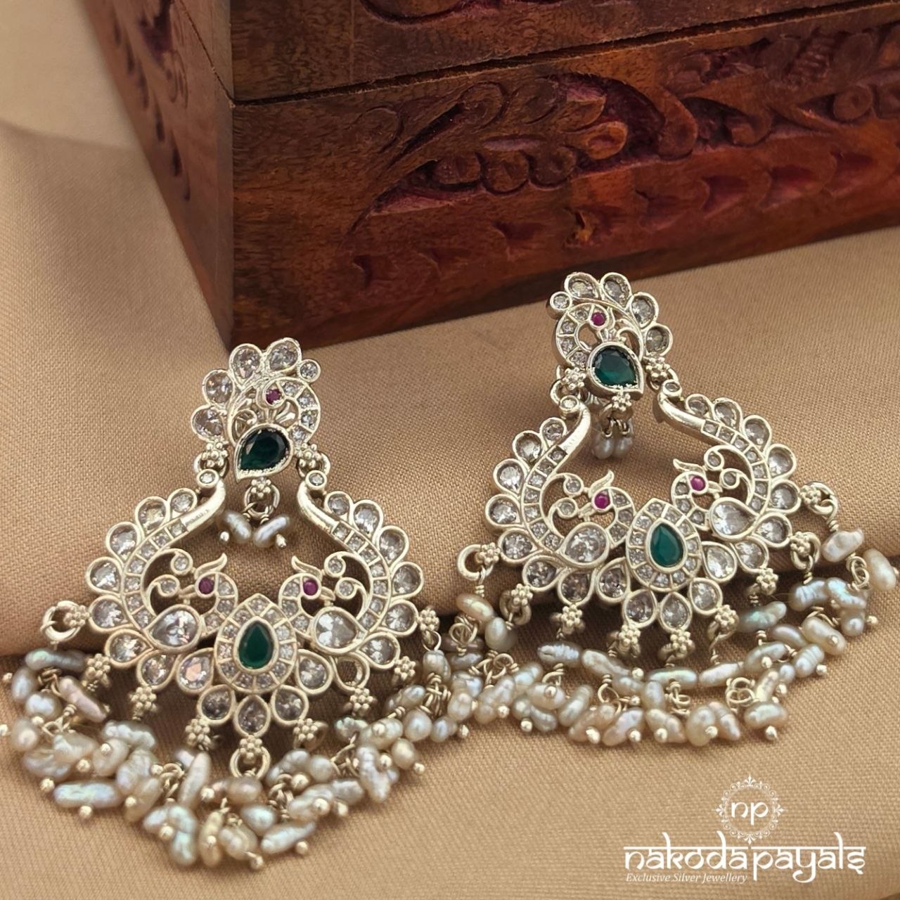 Greenish Peacock Chandbali (C4230)