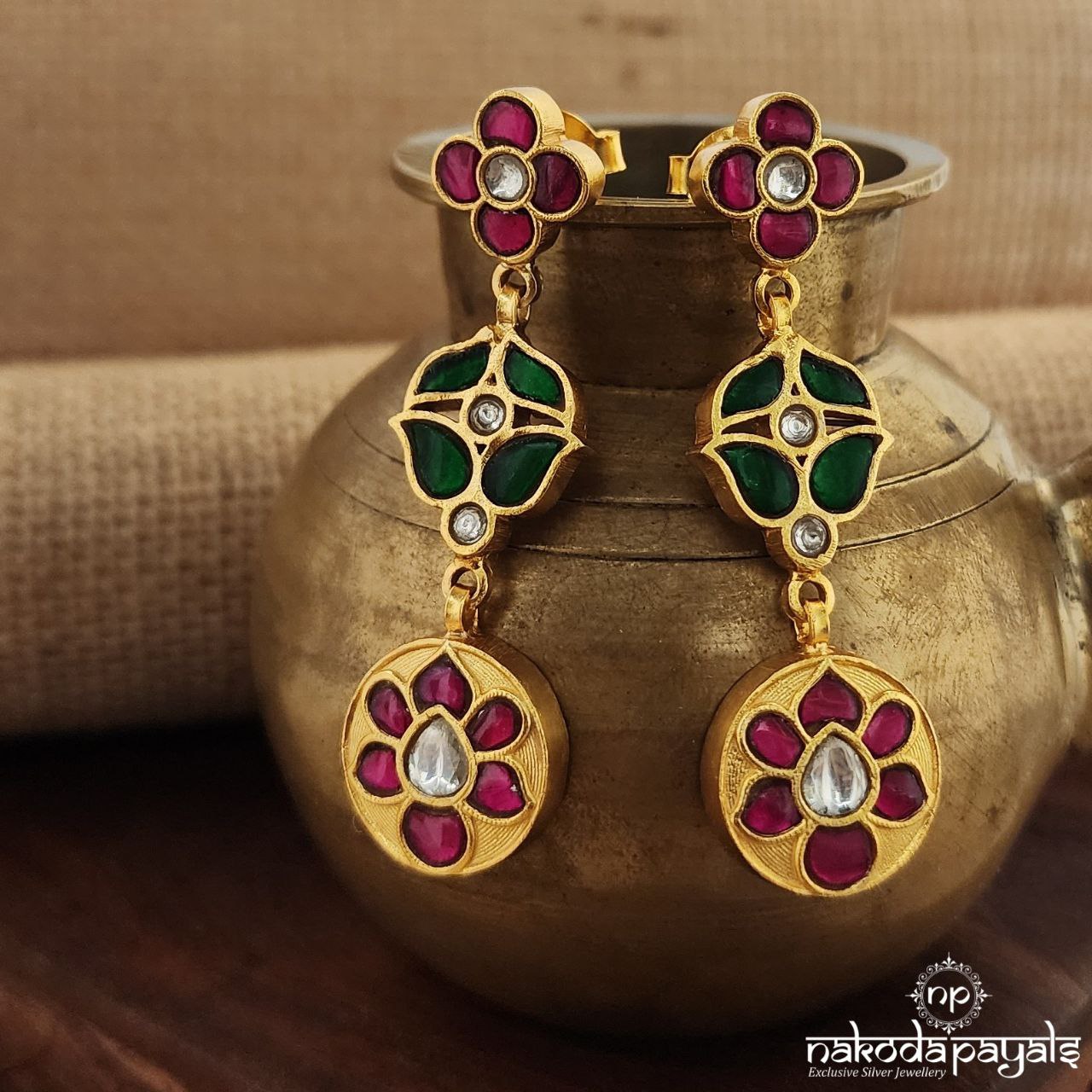 MultiColor Kundan Earrings (Ge9082)